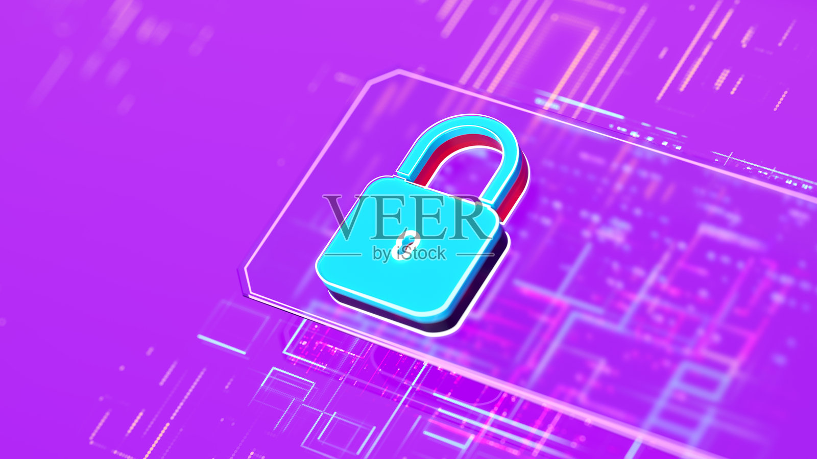 安全系统。数据保护CPU上的数字锁标志照片摄影图片