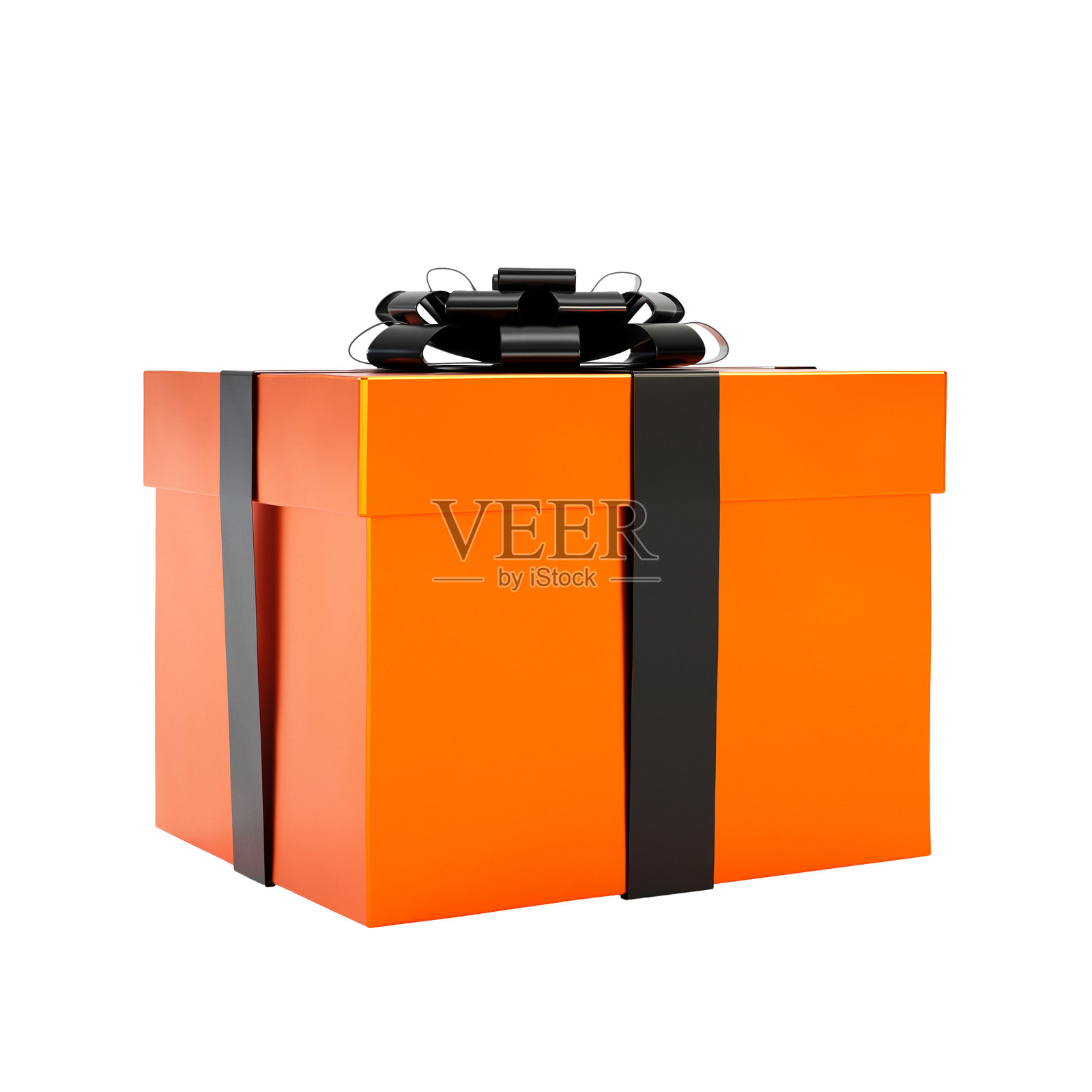 万圣节礼盒与橙色和黑色的颜色在白色背景和复制空间，3d渲染。照片摄影图片