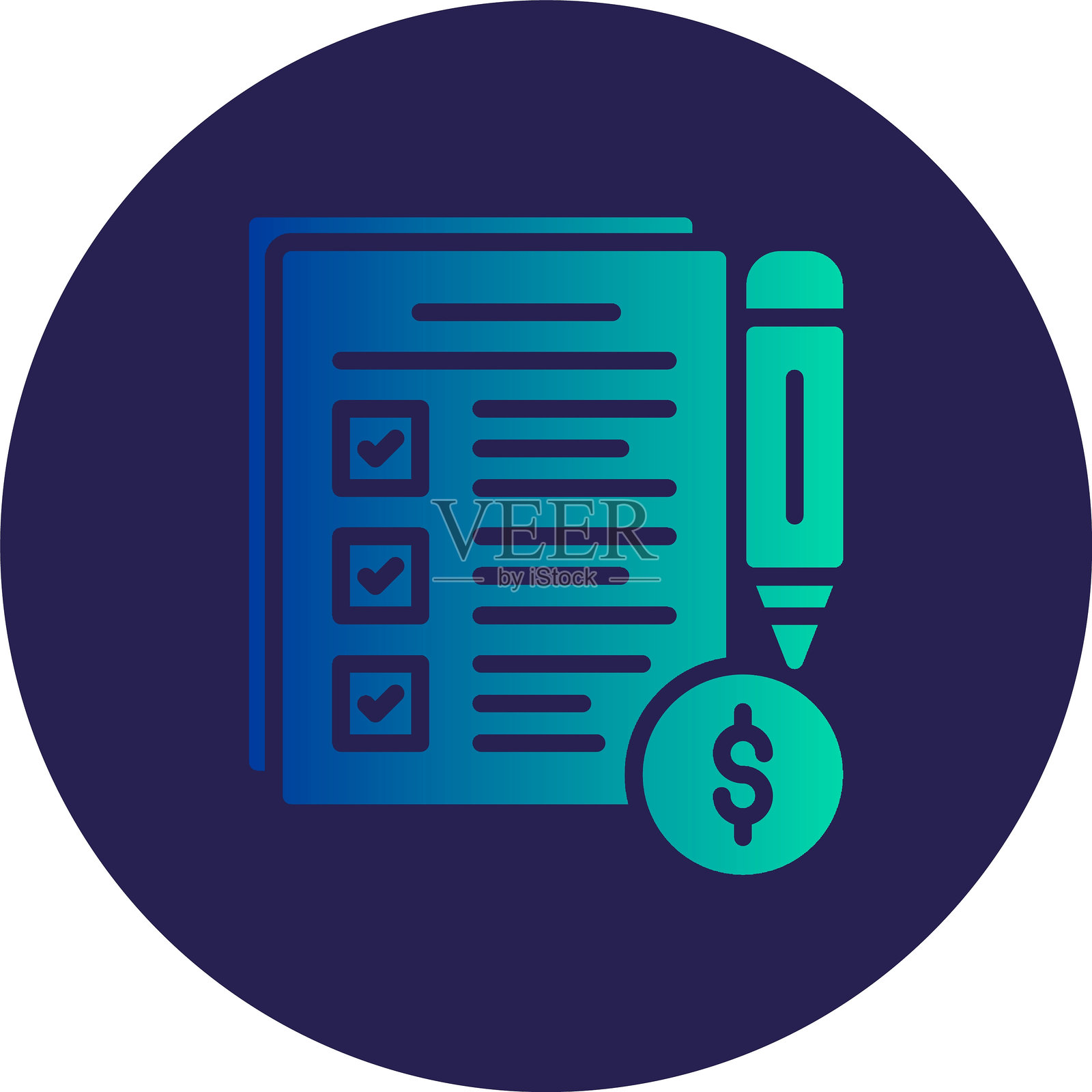 待办列表字形圆圈渐变图标插画图片素材