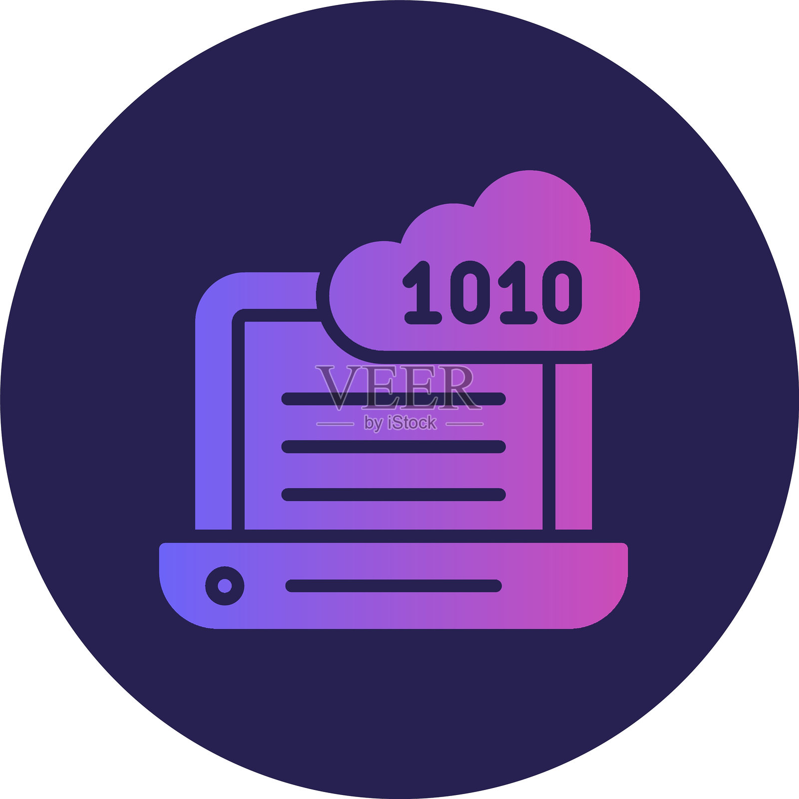 二进制代码字形圆圈渐变图标插画图片素材