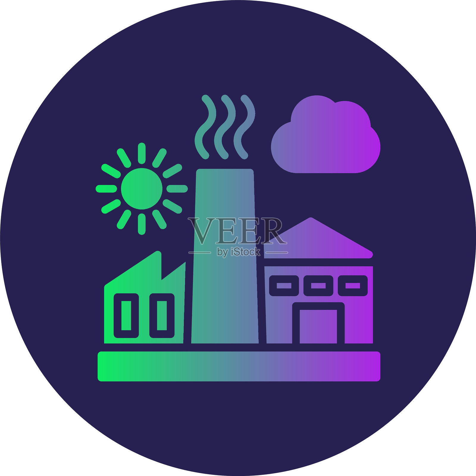 工厂字形圆圈渐变图标插画图片素材