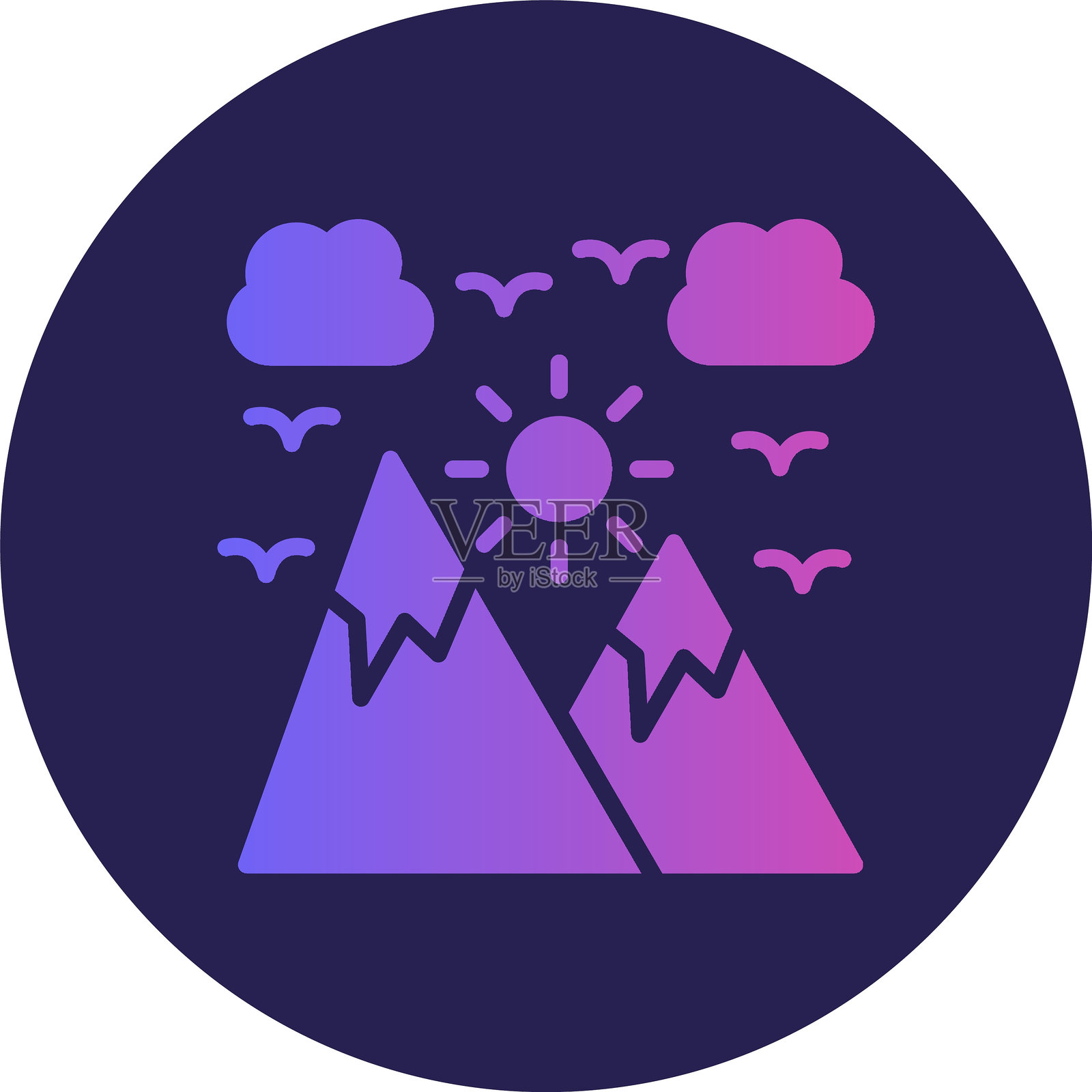 日落字形圆圈渐变图标插画图片素材