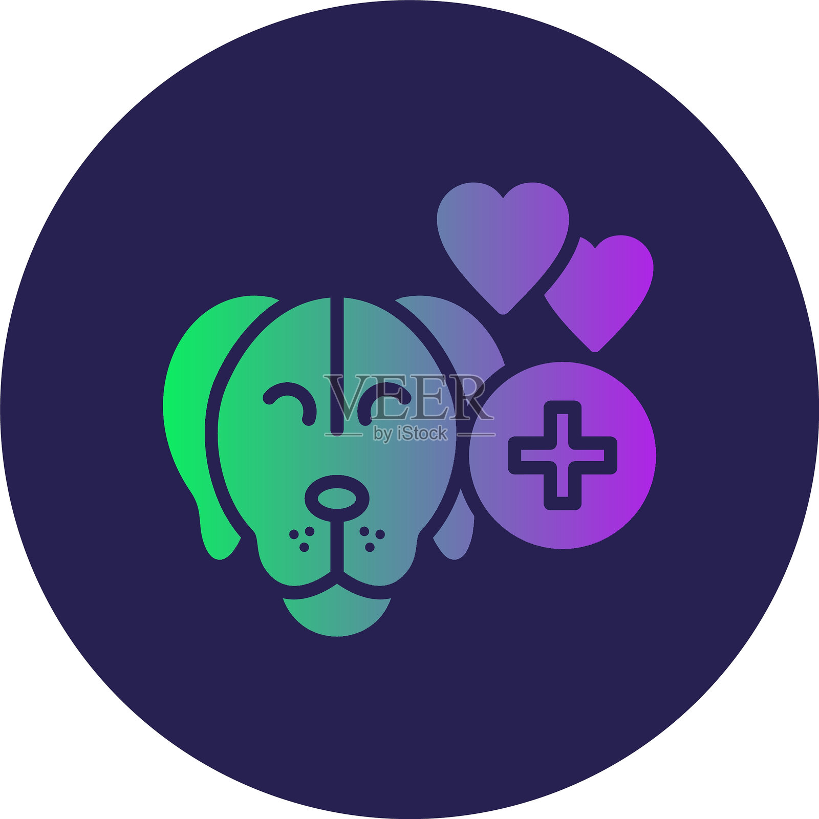 兽医字形圆圈渐变图标插画图片素材