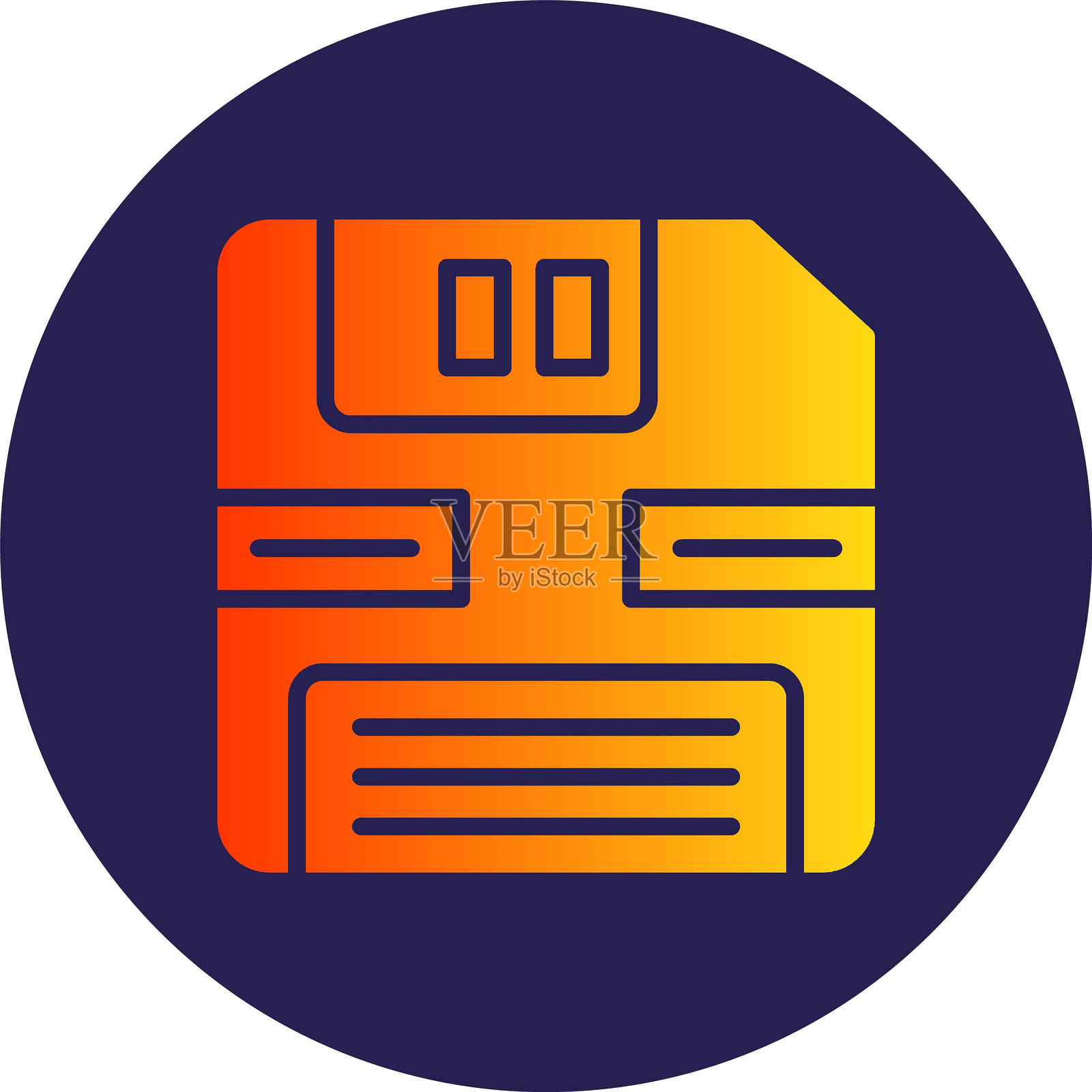 软盘字形圆圈渐变图标插画图片素材