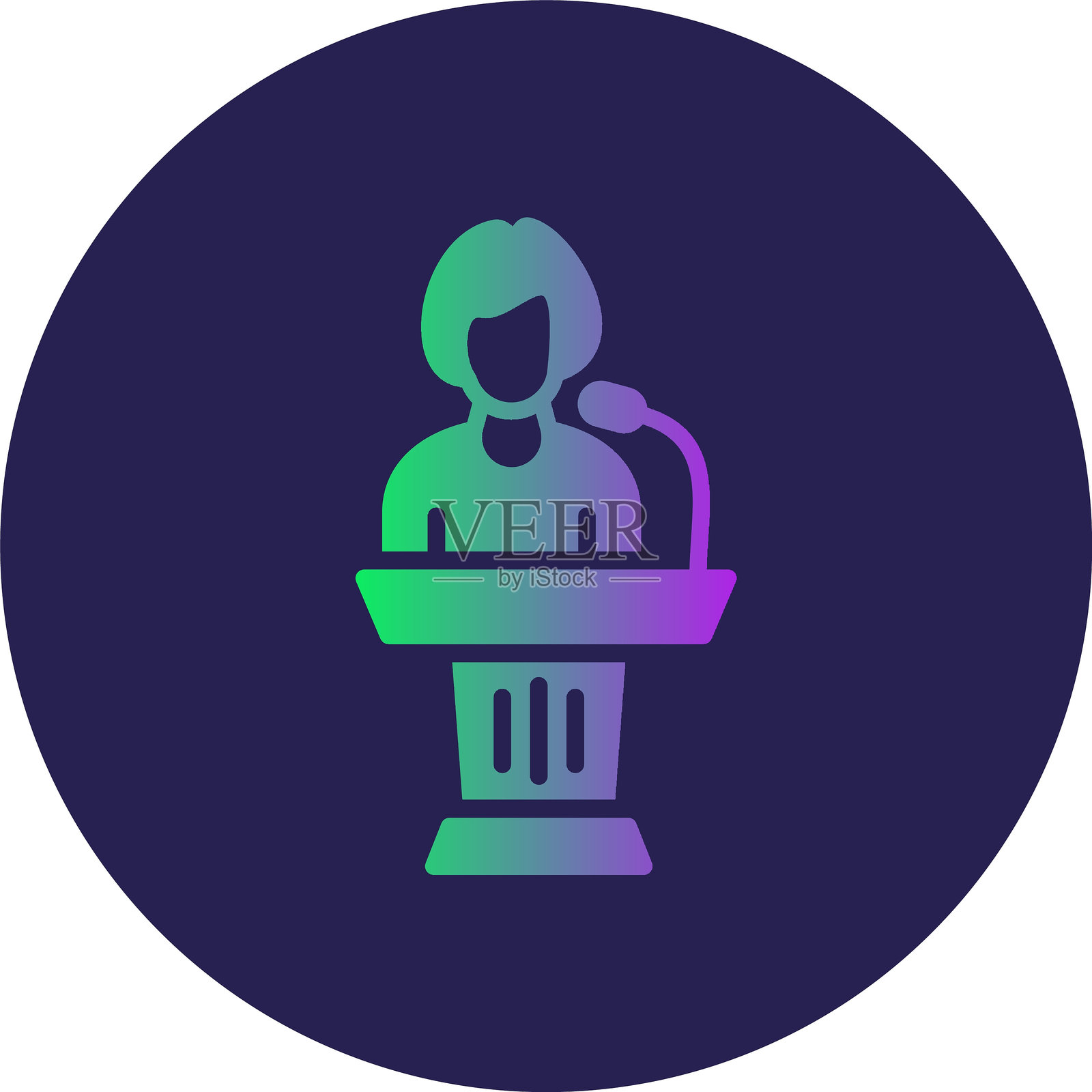 讲台字形圆圈渐变图标插画图片素材