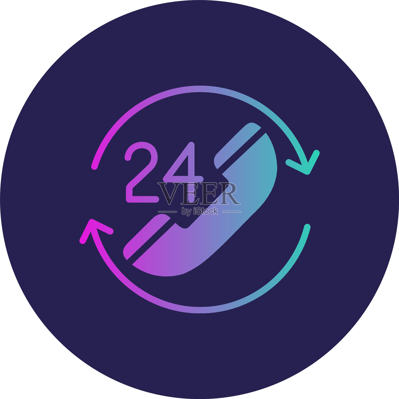 24小时支持字形圆圈渐变图标插画图片素材
