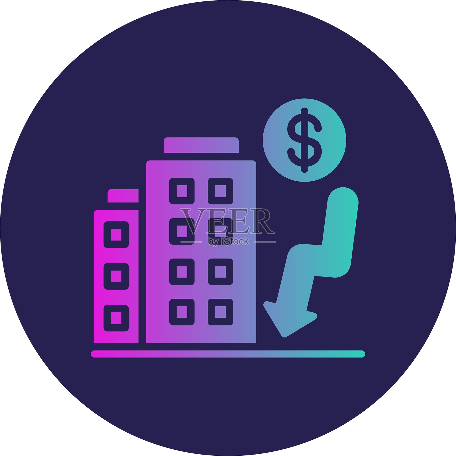 办公室字形圆圈渐变图标插画图片素材