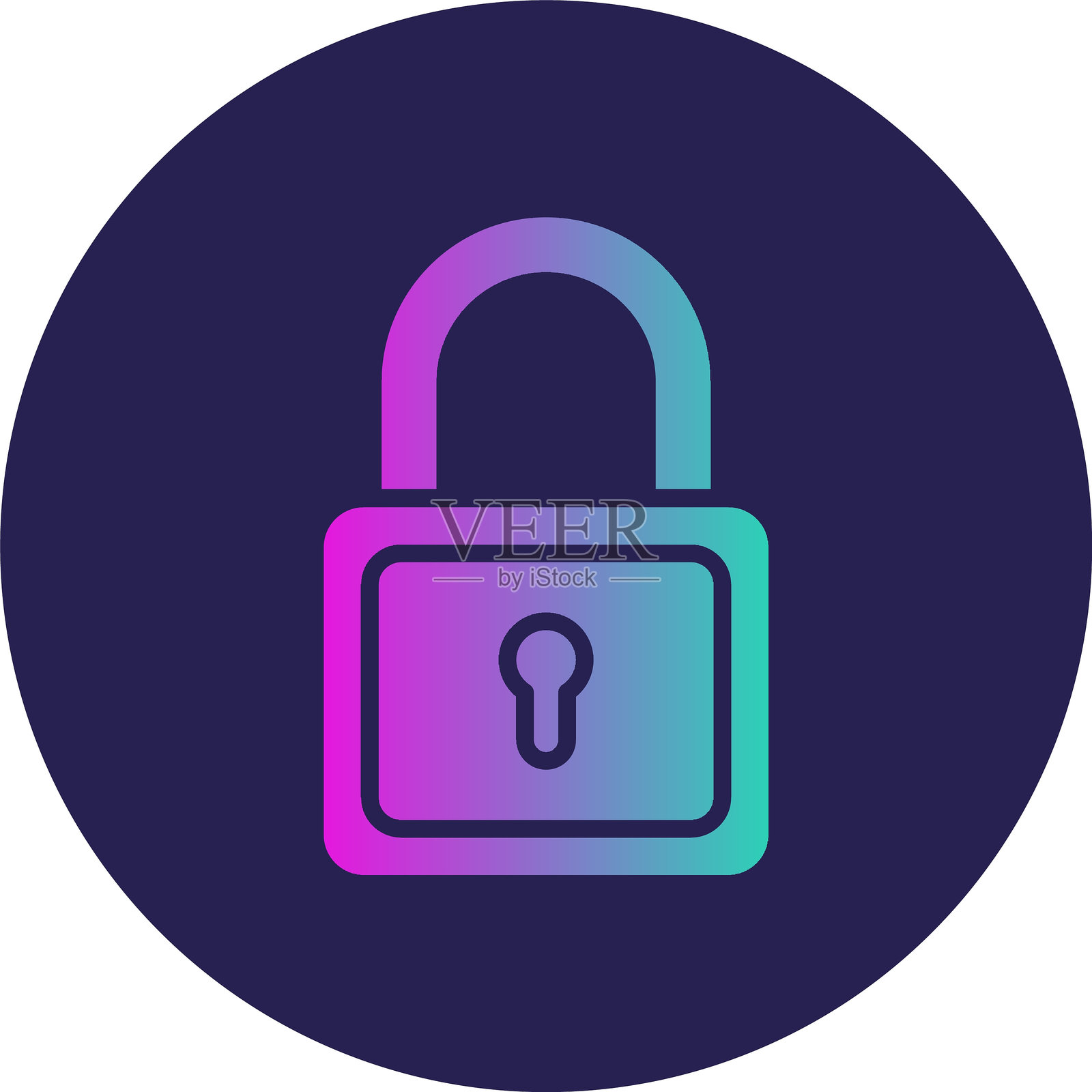 锁定字形圆圈渐变图标插画图片素材