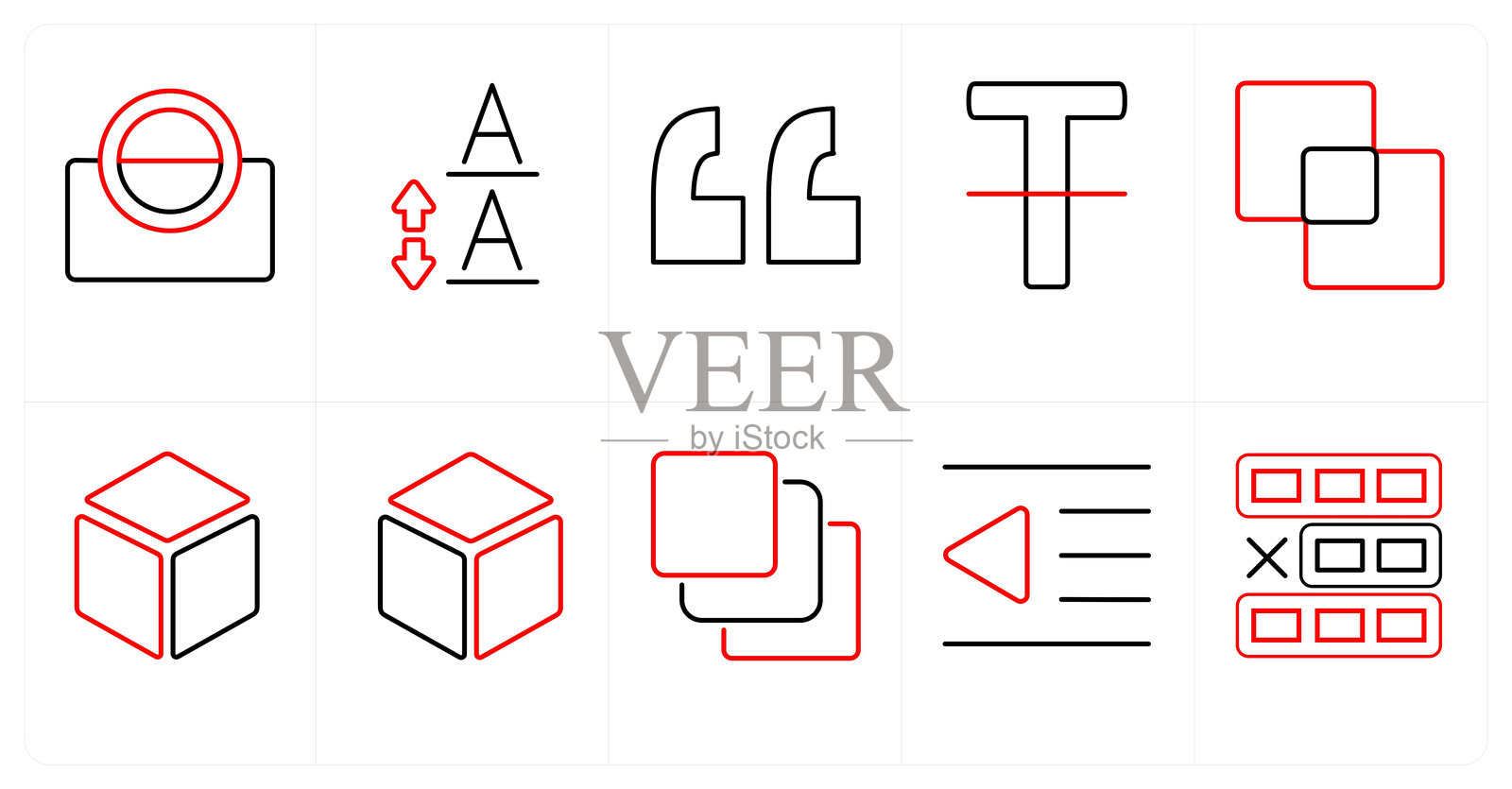 一组10个编辑工具图标，如对称缩放，对称插画图片素材