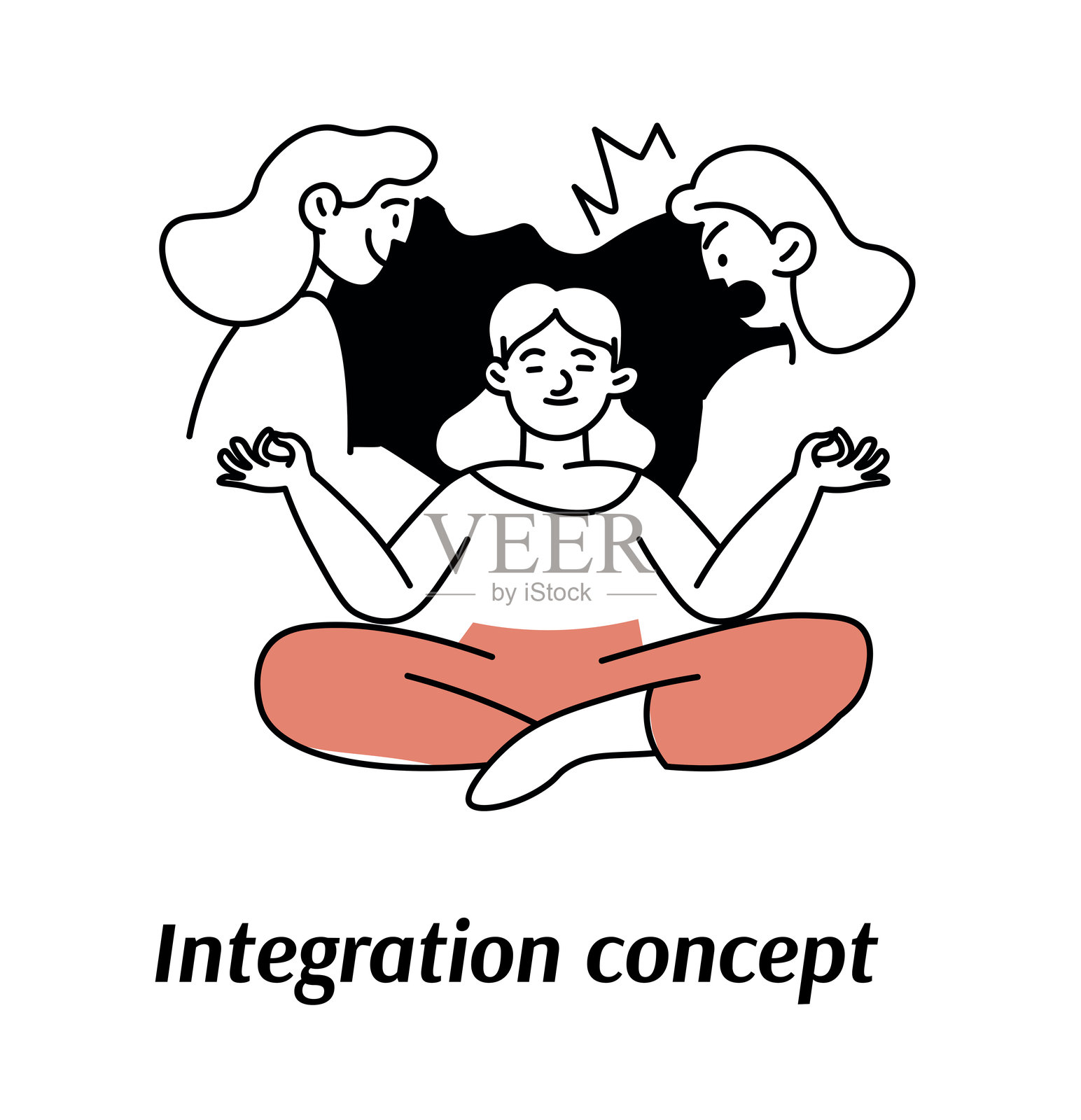 与人结合的概念说明插画图片素材