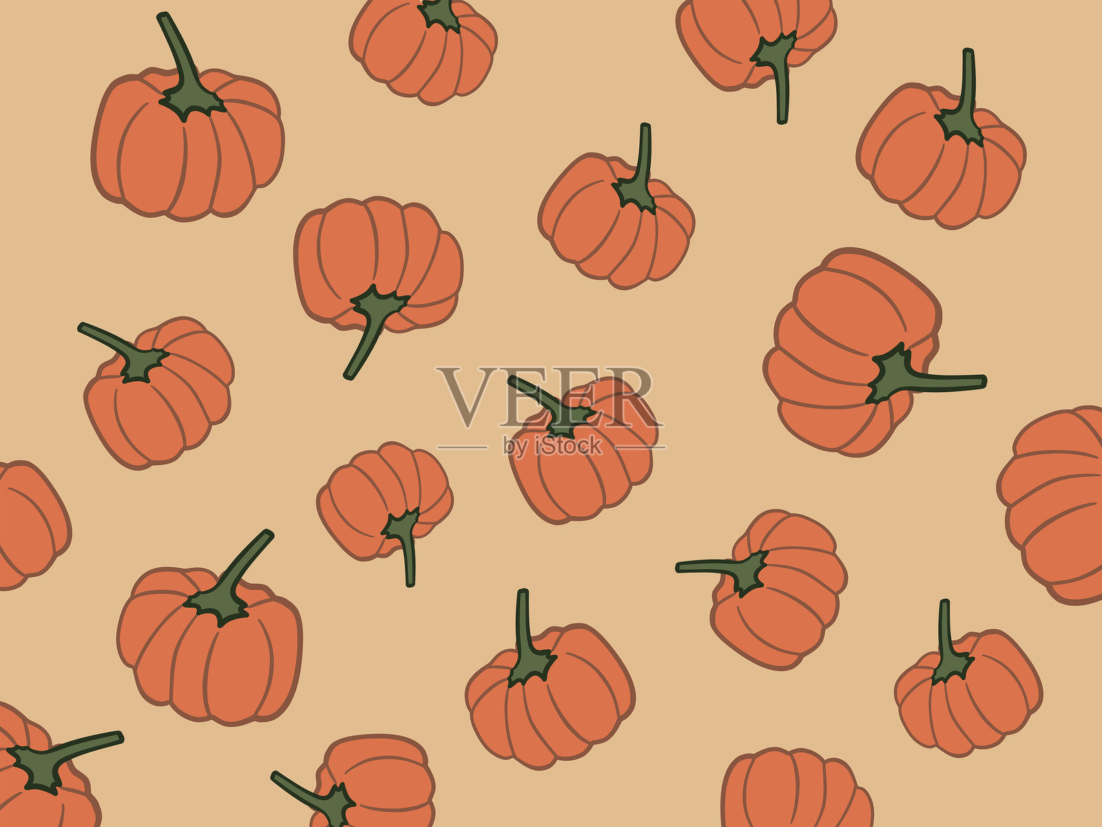 橙色背景上的南瓜插画图片素材