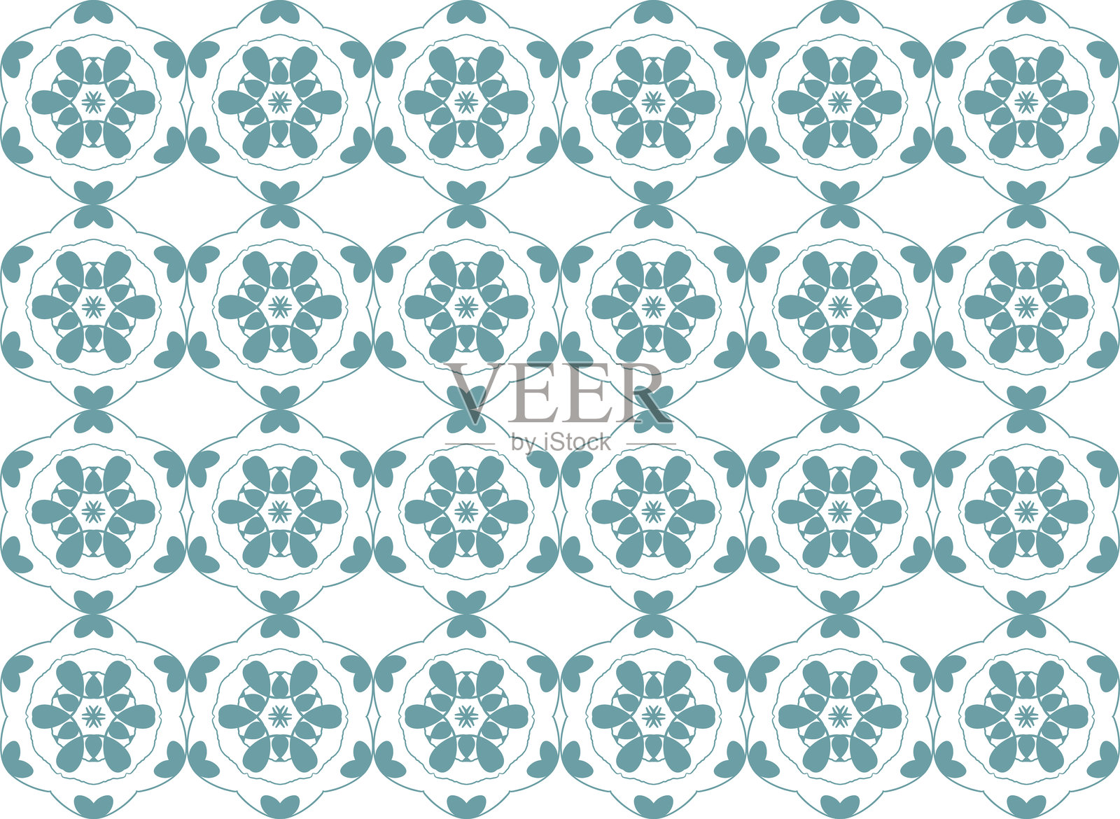 白色背景上的绿松石图案插画图片素材