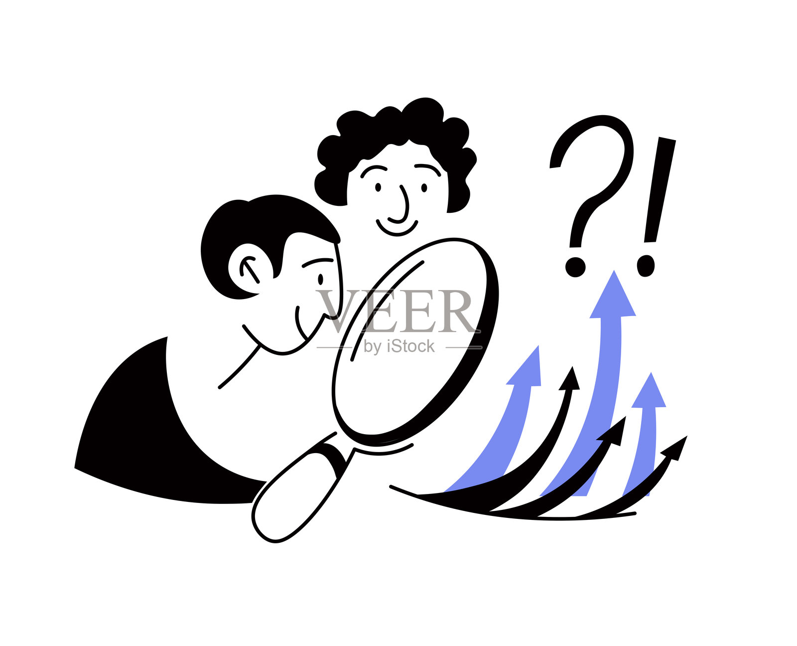 业务同事讨论数据向量插画图片素材