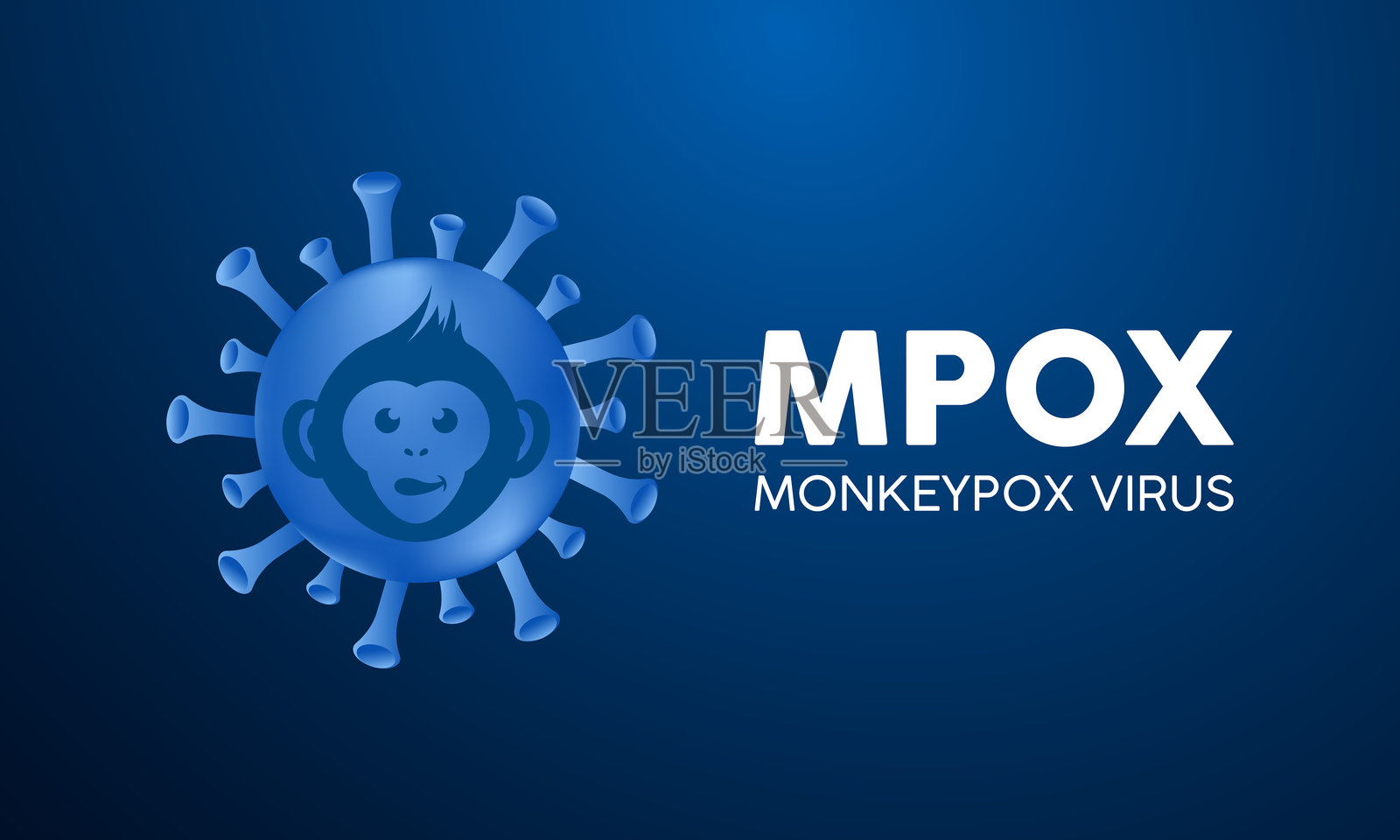 Mpox意识概念。痛痘病毒载体说明。猴痘大流行，流行标志模板设计。插画图片素材