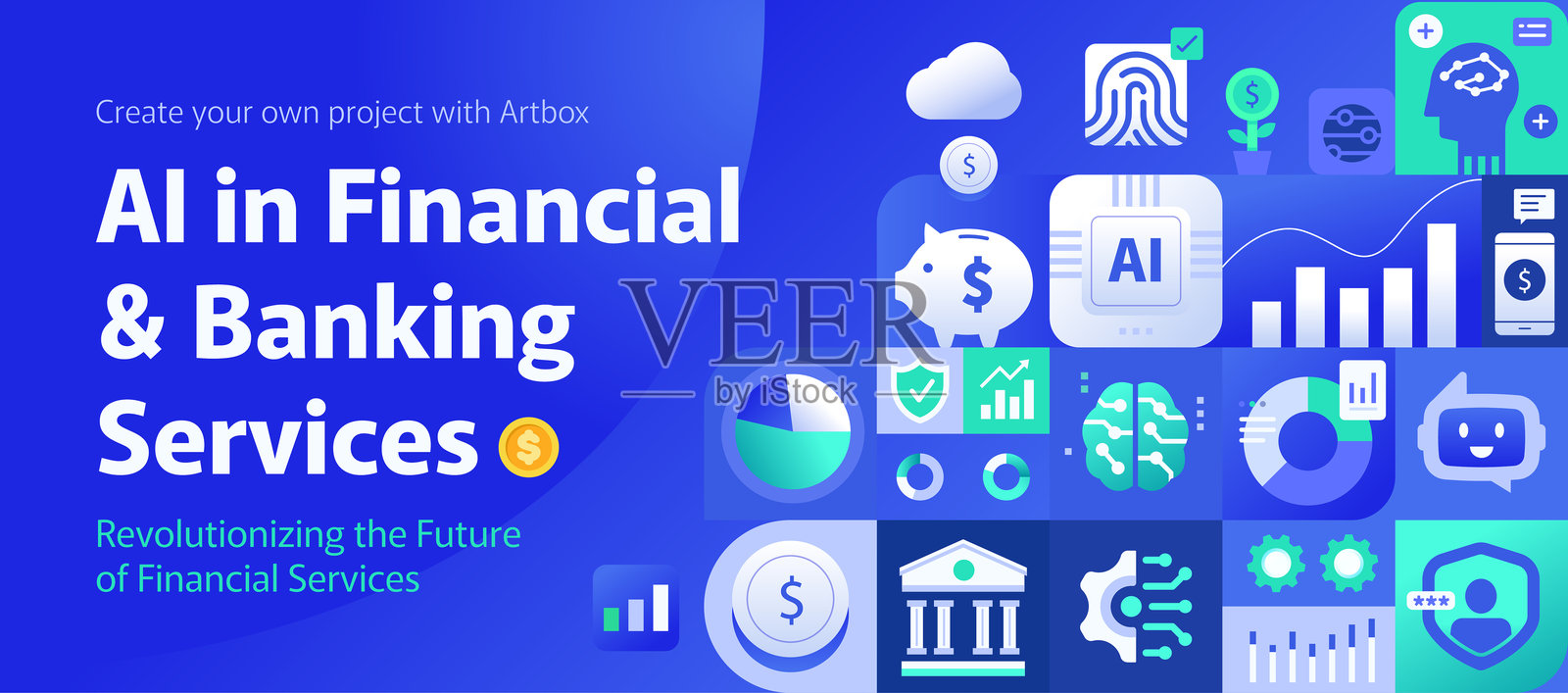 在金融和银行服务横幅背景插画图片素材