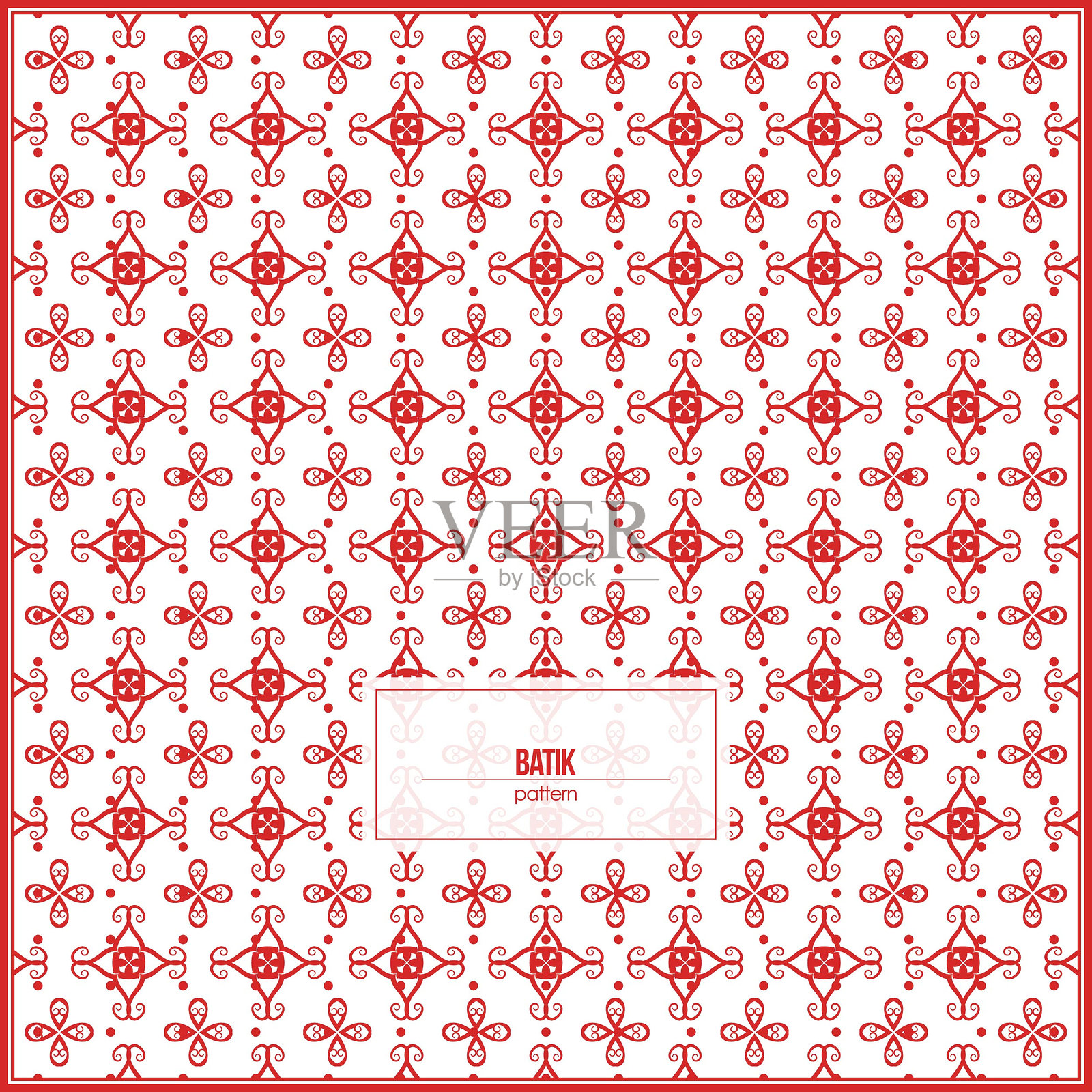 美丽的红色蜡染图案与额外的圆点装饰品插画图片素材
