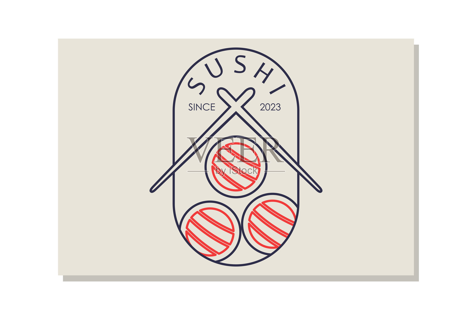 日本料理店寿司标志设计插画图片素材