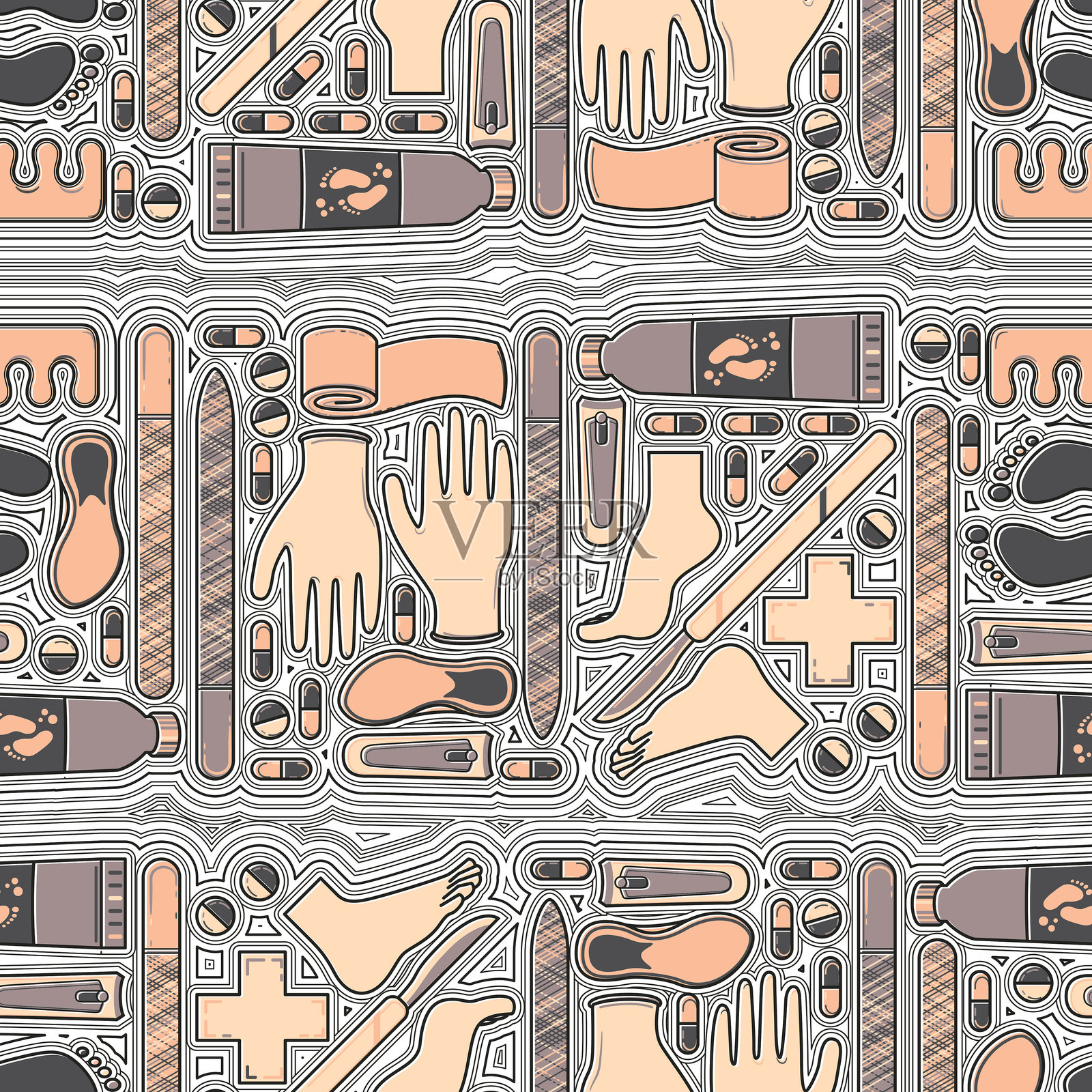 寻底无穷足线艺术插画作为重复图案设计插画图片素材