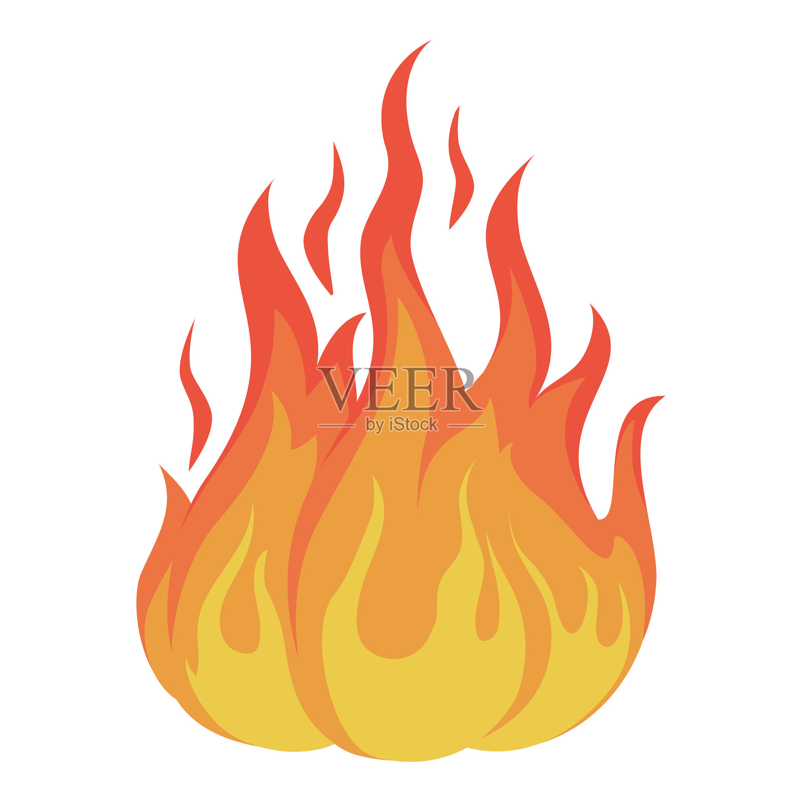 燃烧的火孤立在白色的背景上插画图片素材