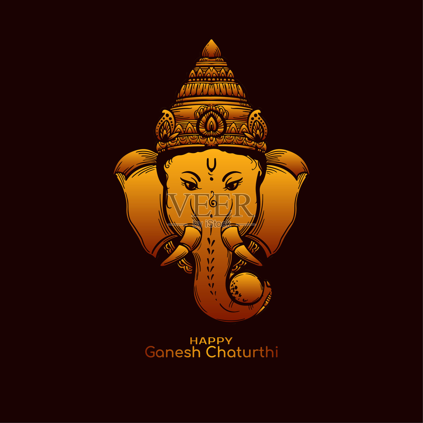 时尚快乐的Ganesh Chaturthi印度宗教节日背景插画图片素材