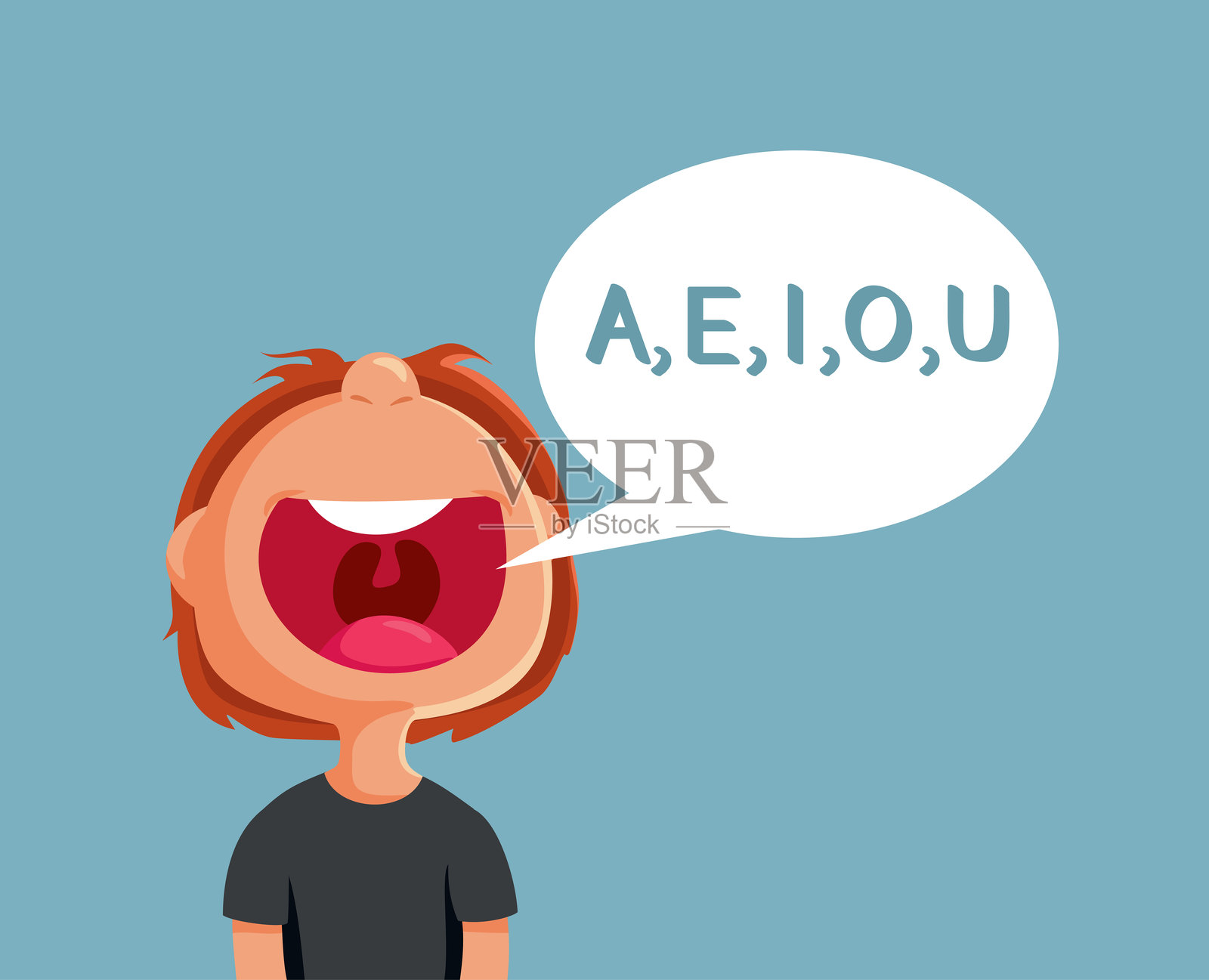 男孩发音的元音矢量卡通插图插画图片素材