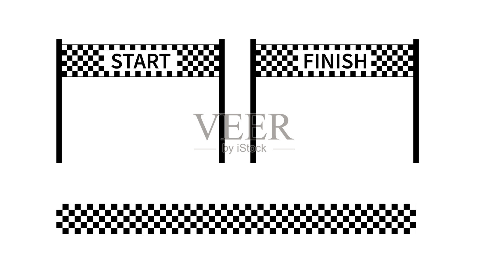 开始和结束标志。种族国旗。方格旗。赛车运动图形。矢量图插画图片素材