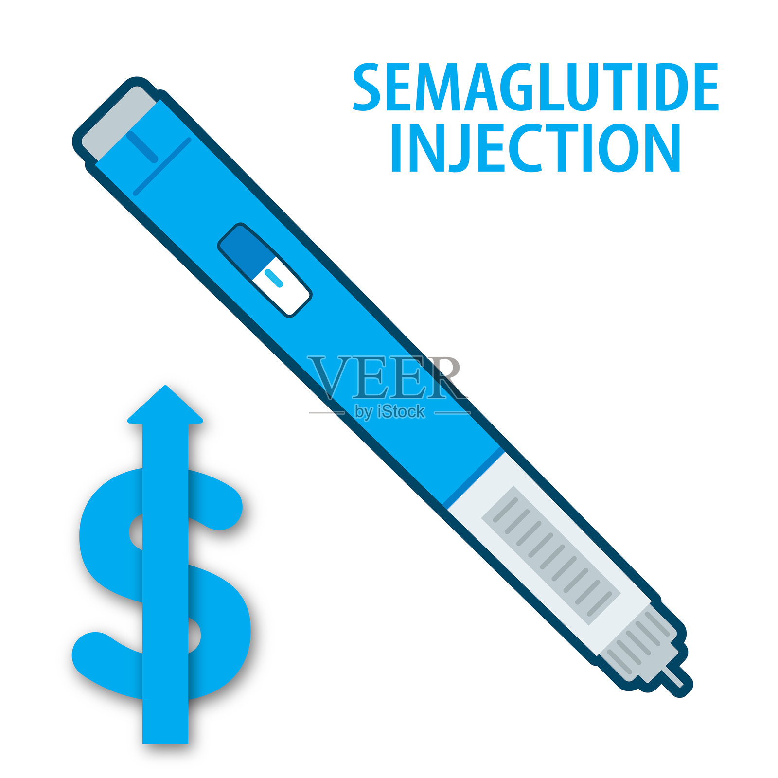 减肥图标。透明基底上的西马鲁肽注射概念插画图片素材
