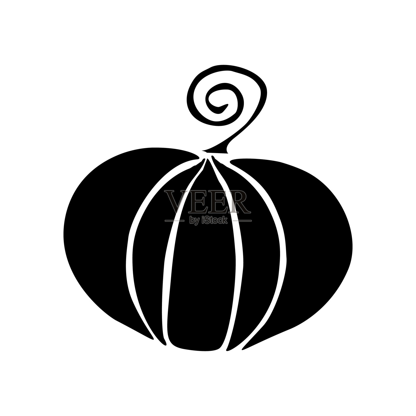 黑色的轮廓，图标风格的南瓜插画图片素材