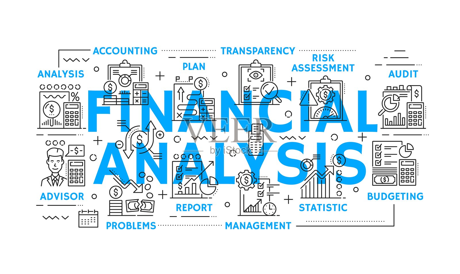 财务分析，税收，预算会计插画图片素材