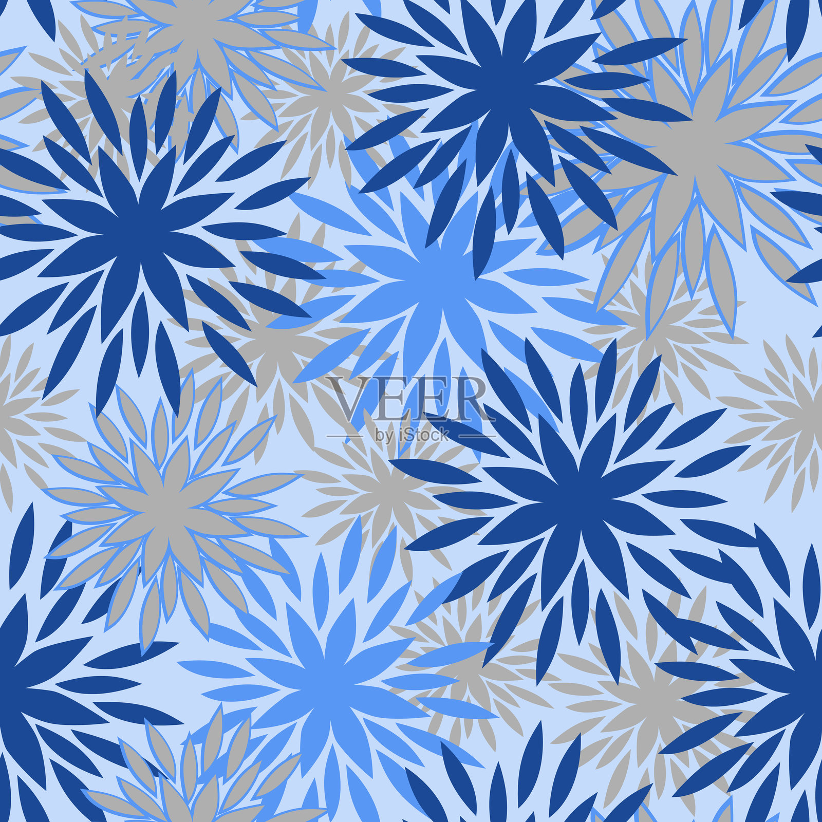 蓝色的菊花插画图片素材