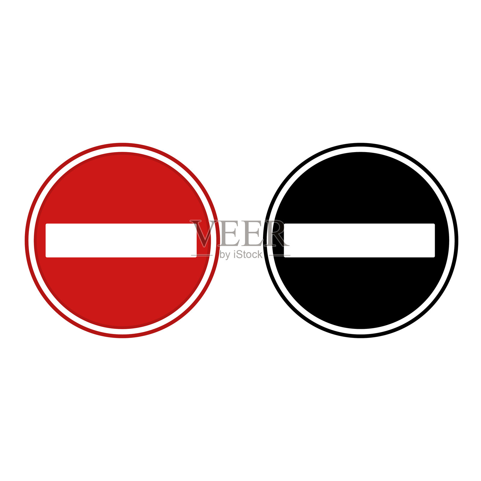 没有进入标志。警告道路标志。红色，黑色和白色矢量图标插画图片素材