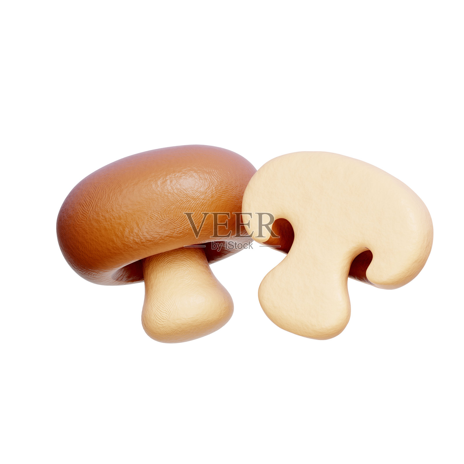 蘑菇，健康蔬菜和草药，3D渲染。照片摄影图片