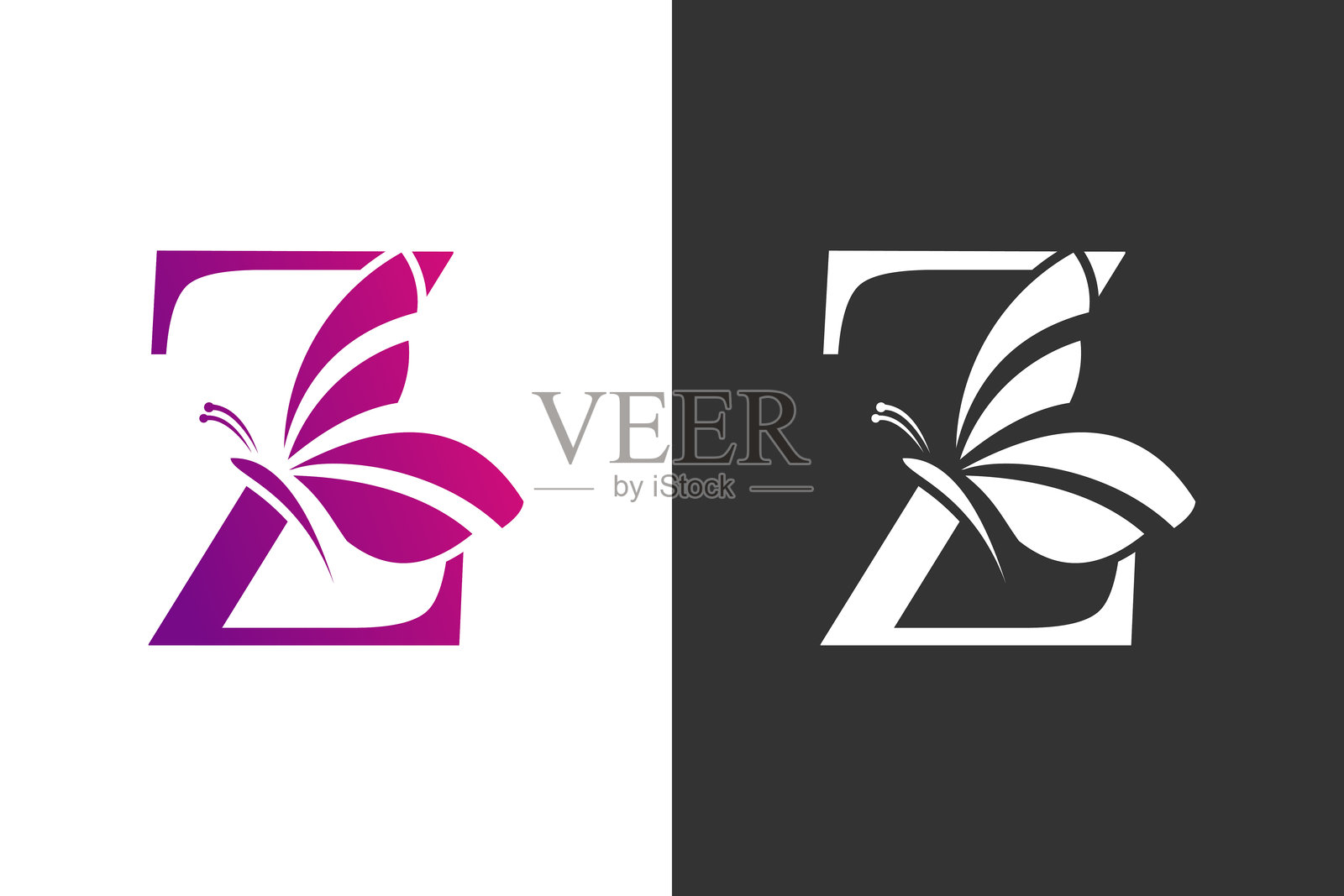 插图蝴蝶标志设计与字母z的概念插画图片素材