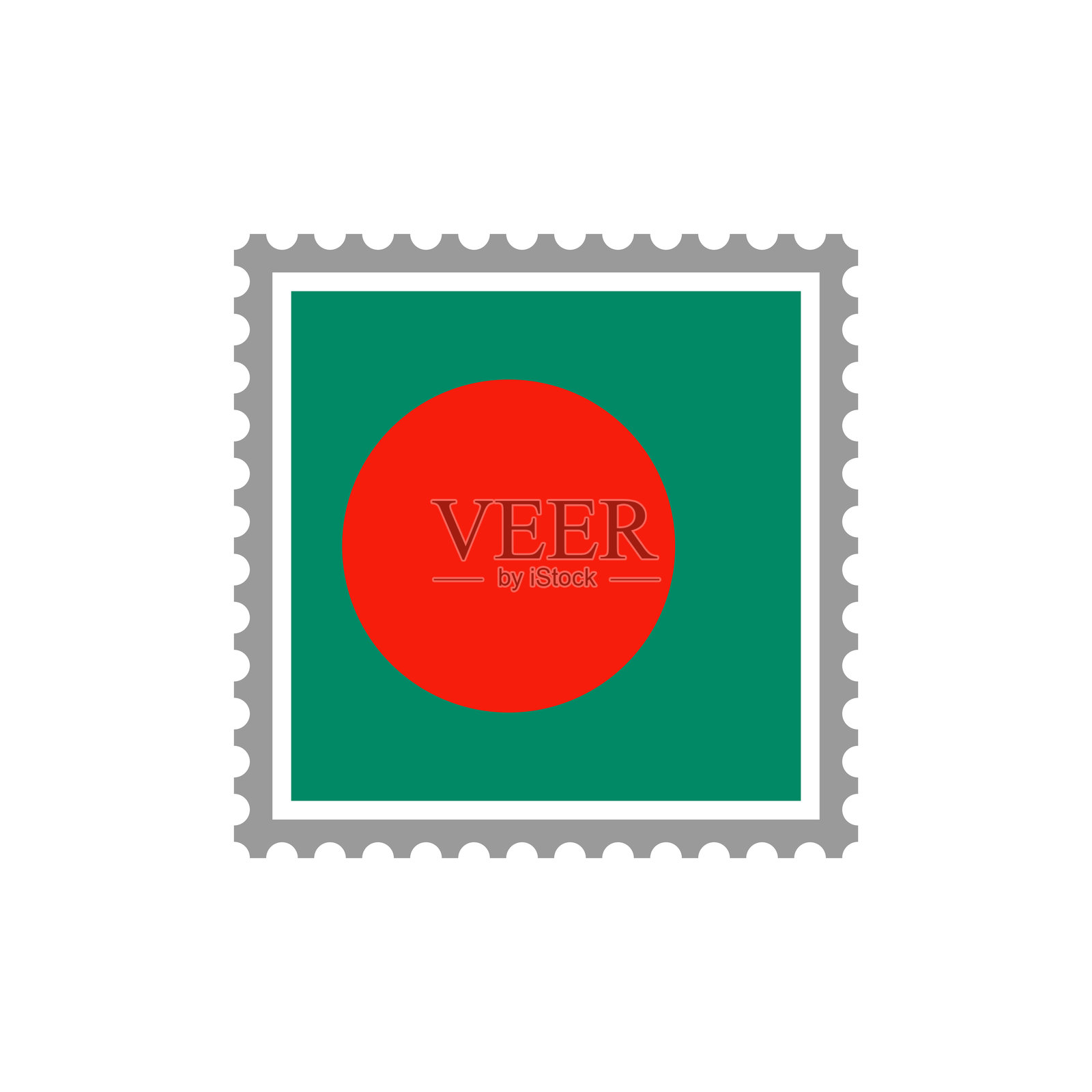 孟加拉国-国旗邮票扁平图标。插画图片素材