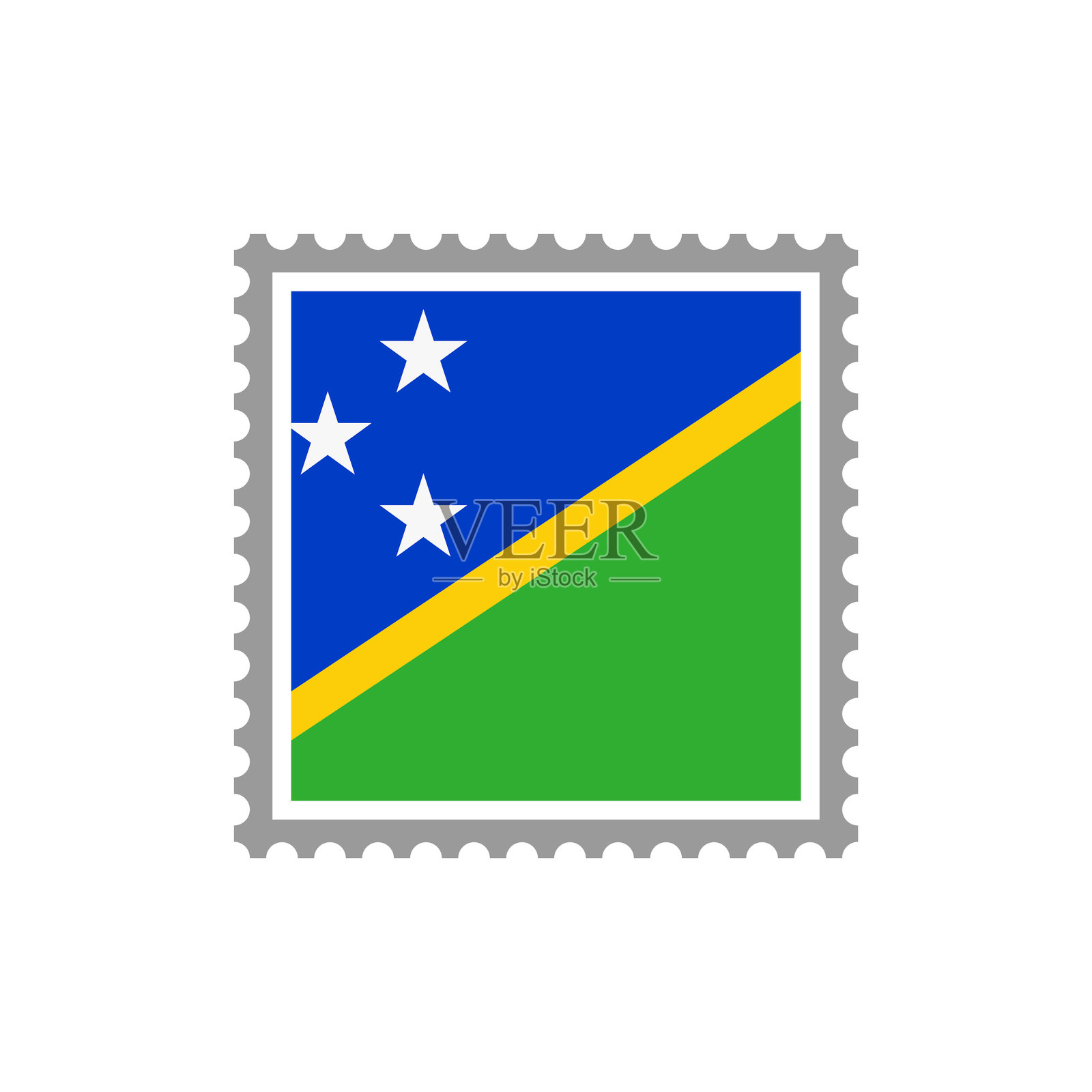 所罗门群岛-国旗邮票扁平图标。插画图片素材