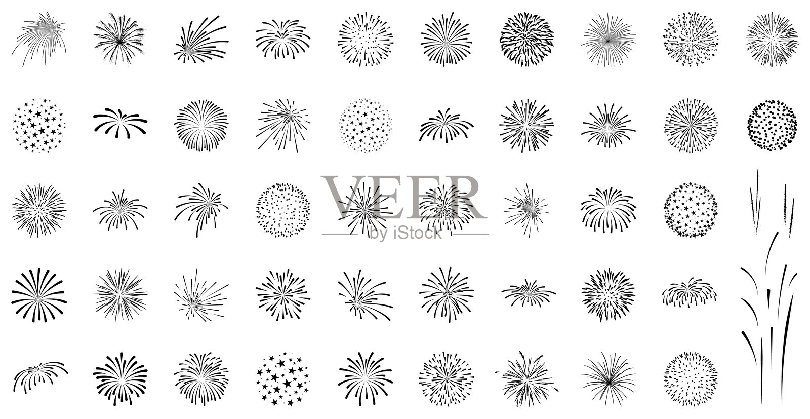 烟花套装，烟花图标收藏插画图片素材