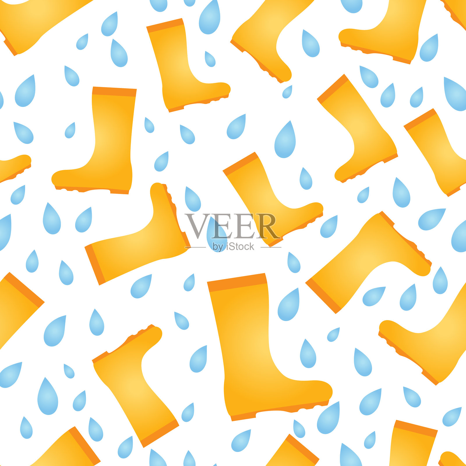 秋季橡胶靴无缝图案插画图片素材