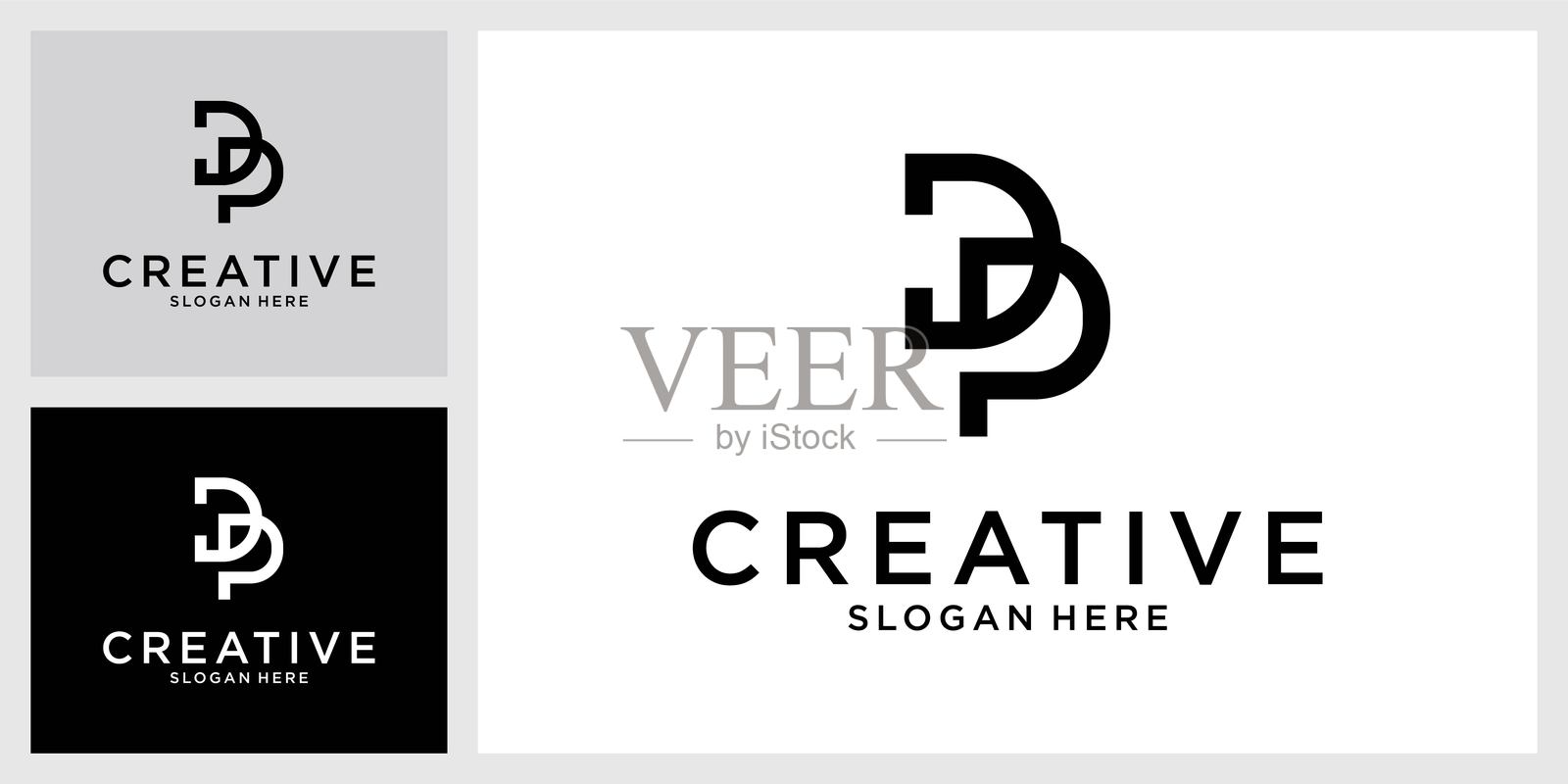 DP或PD首字母标志设计矢量插画图片素材