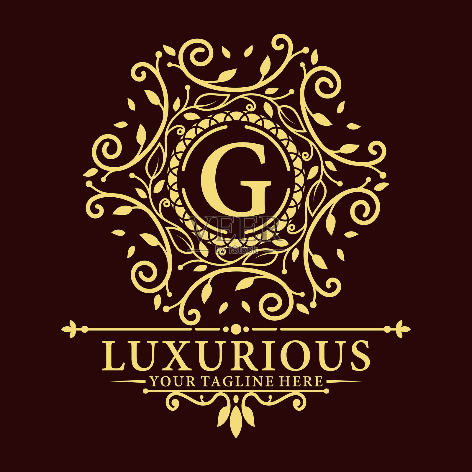 豪华徽章设计与首字母为品牌名称插画图片素材