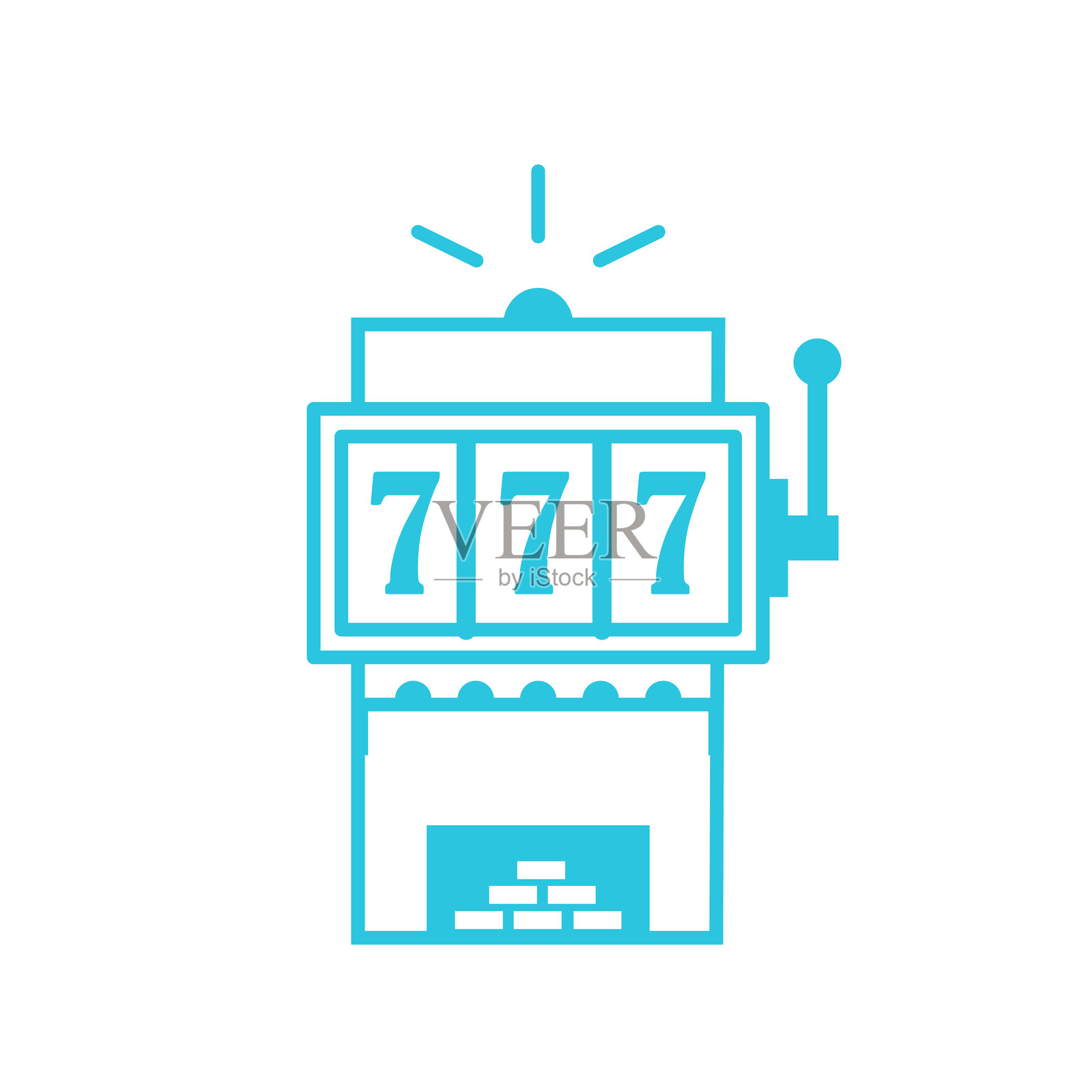 累积奖金老虎机图标，孤立的白色背景。从蓝色图标集。插画图片素材