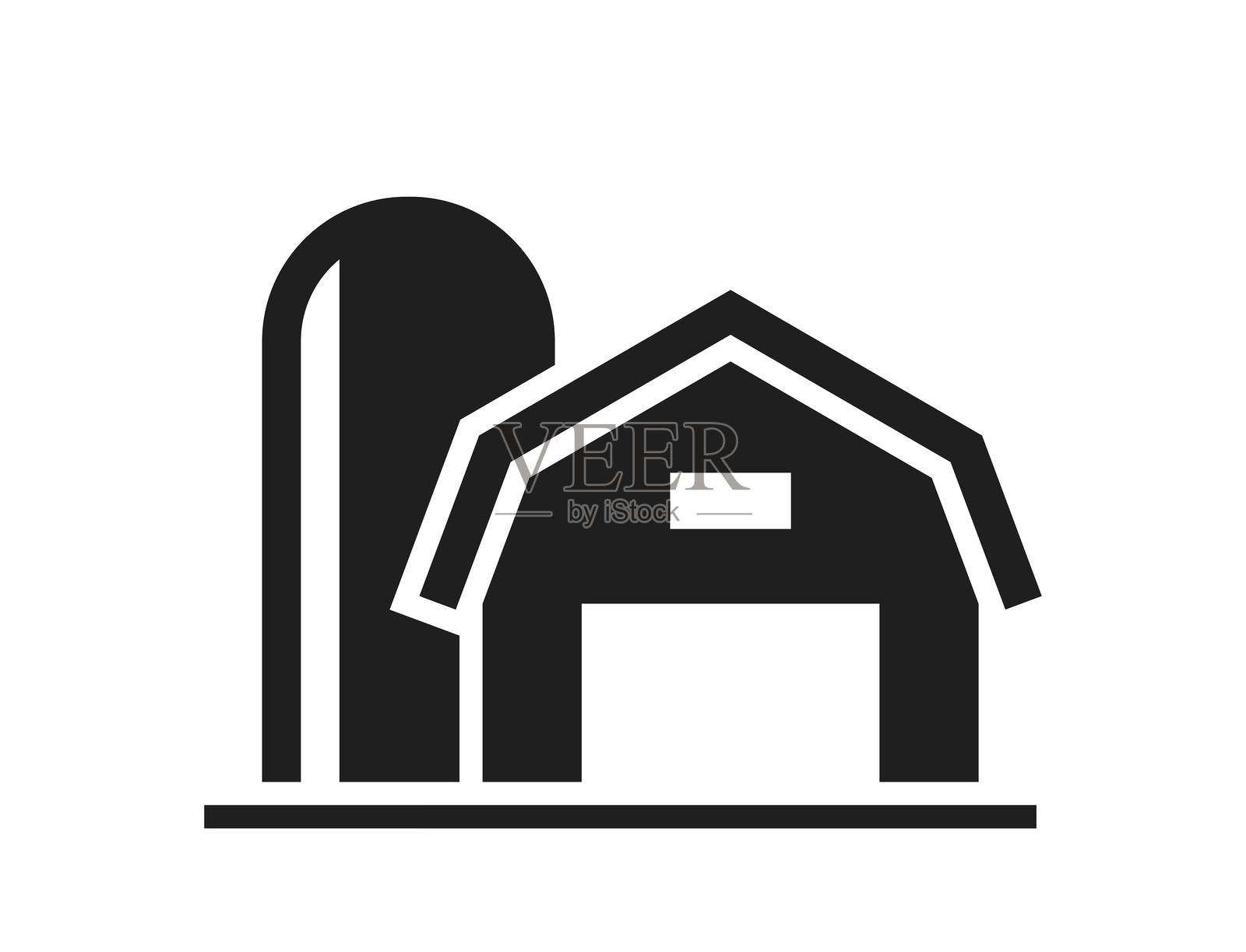 农场图标。农业、农业和农舍的象征。孤立矢量图像插画图片素材