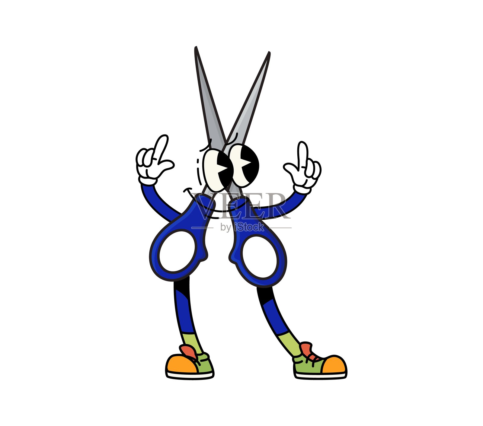 卡通时髦的学校剪刀散发着复古的气息插画图片素材