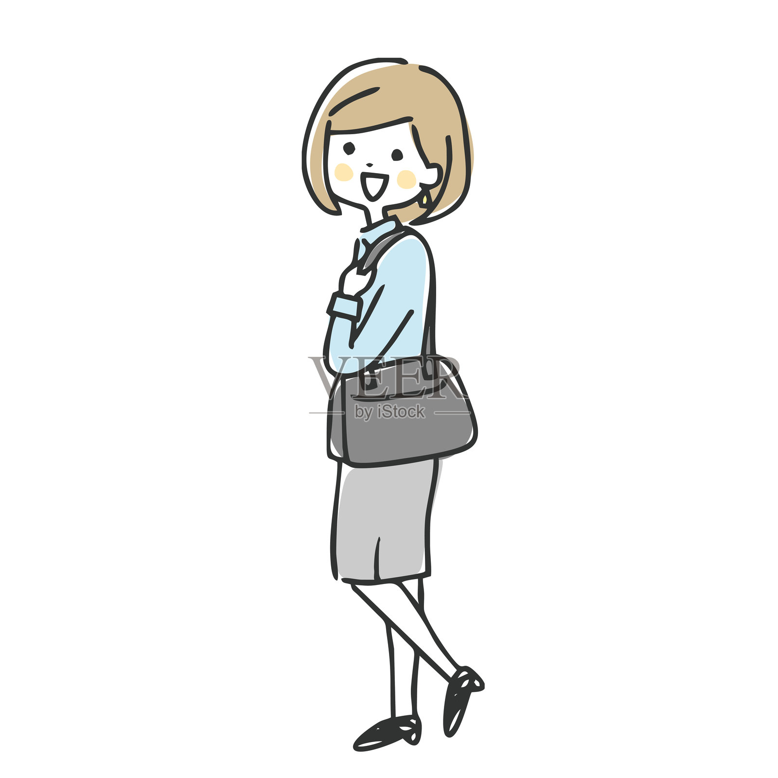 一个女人上下班的插图。插画图片素材