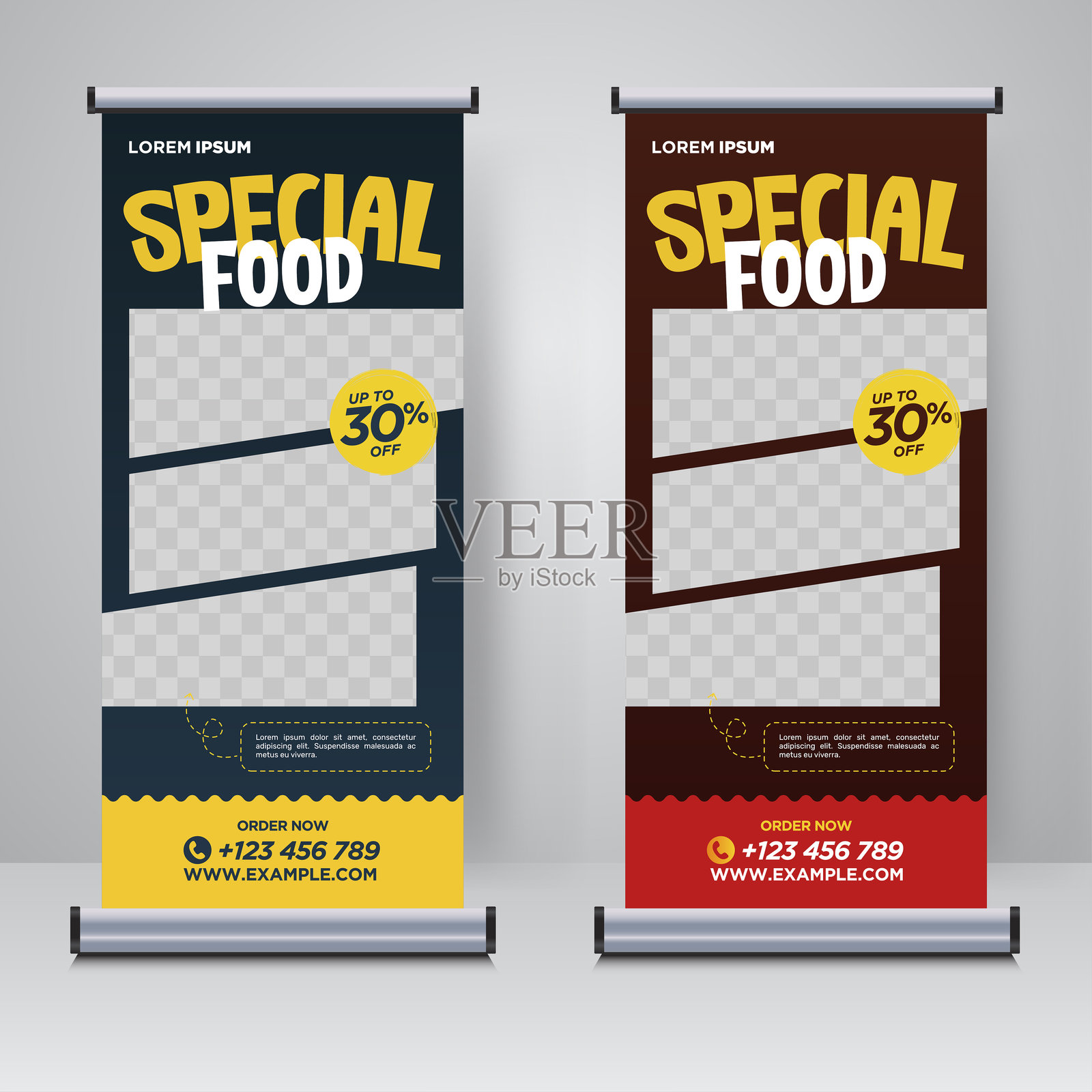 食品和餐厅卷横幅设计模板插画图片素材