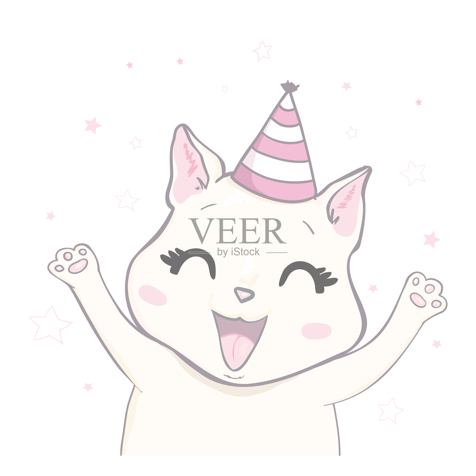 可爱的创意卡片模板与快乐的生日主题设计。手绘卡片的生日，周年纪念，聚会邀请，剪贴簿。矢量图插画图片素材