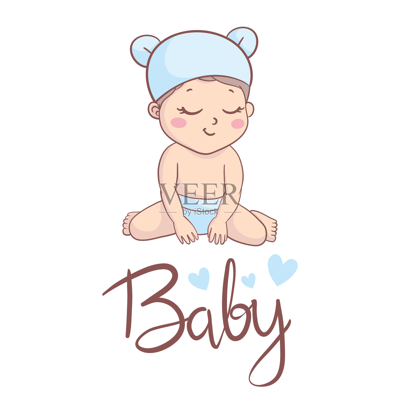 矢量贺卡。婴儿送礼会卡片。婴儿公告卡设计元素。插画图片素材