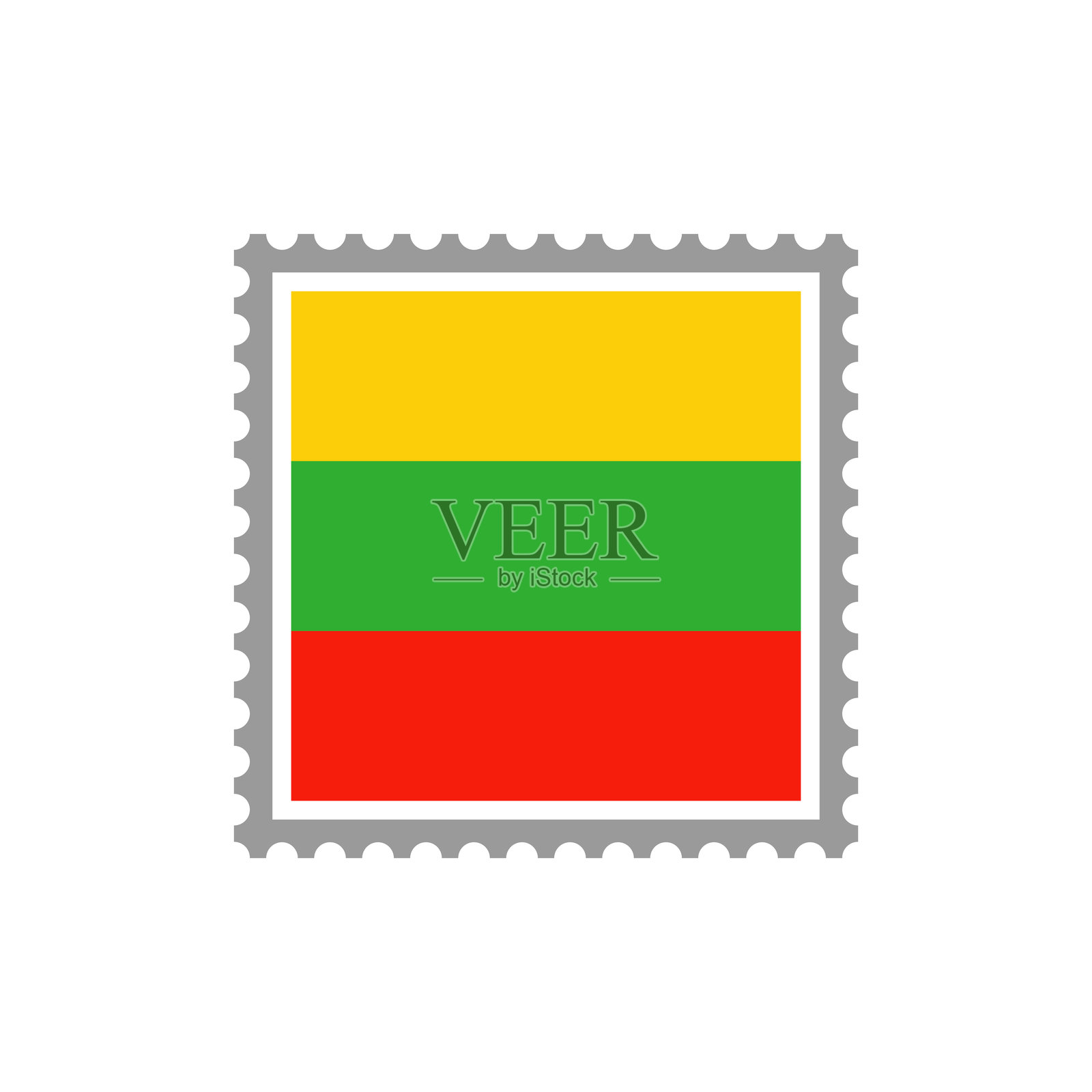 立陶宛-国旗邮票扁平图标。插画图片素材