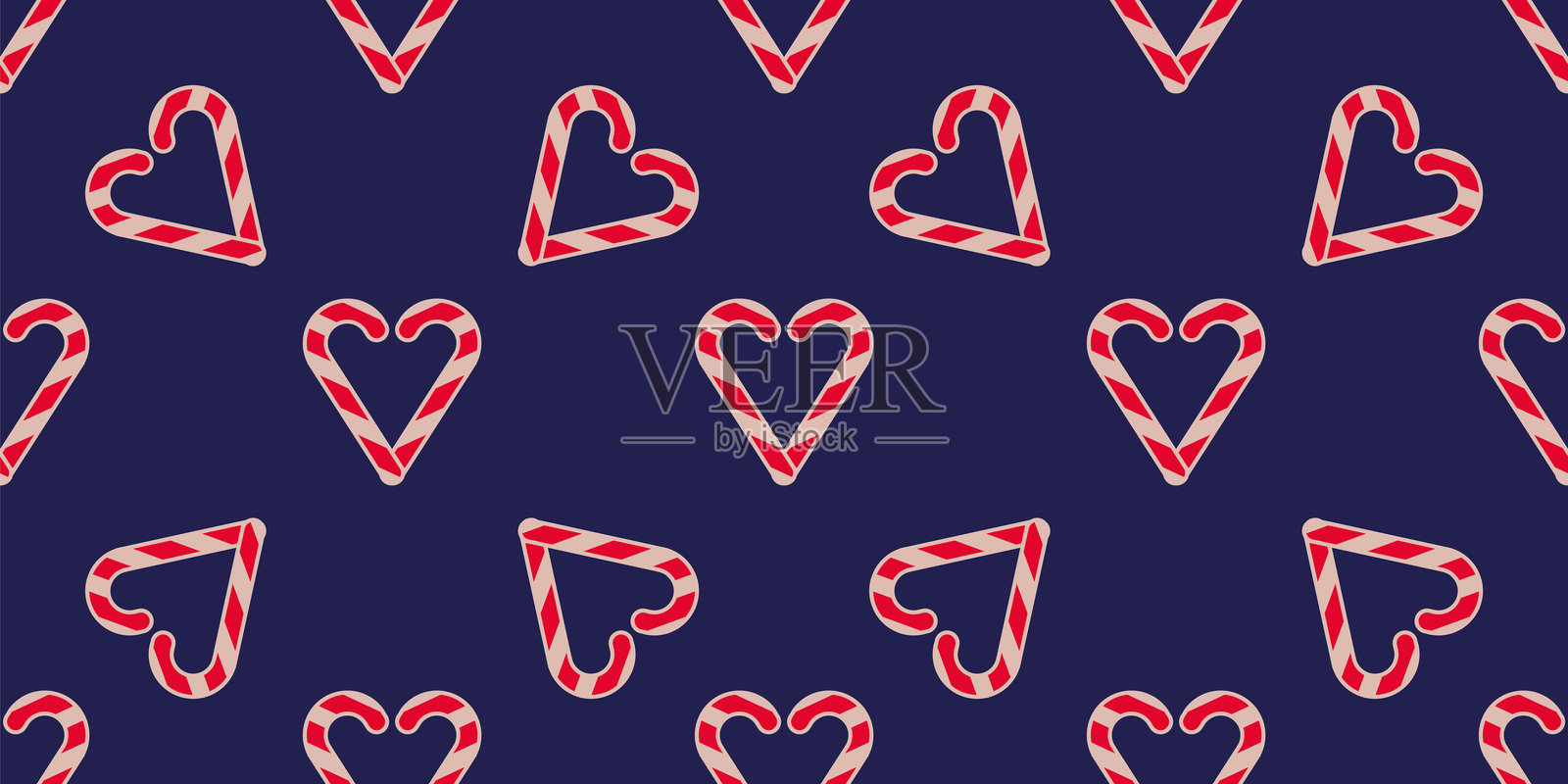 糖果手杖图案心形在黑暗的背景。条纹圣诞棒棒糖。年画。甜蜜的插画图片素材