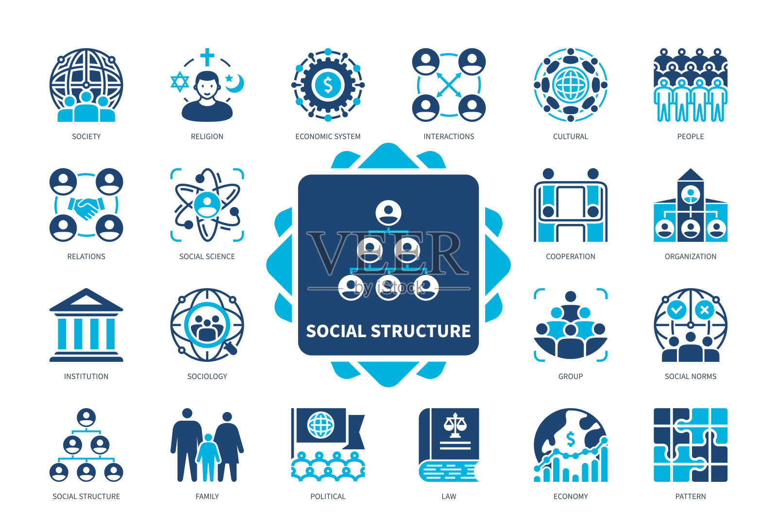 社会结构固体图标集插画图片素材