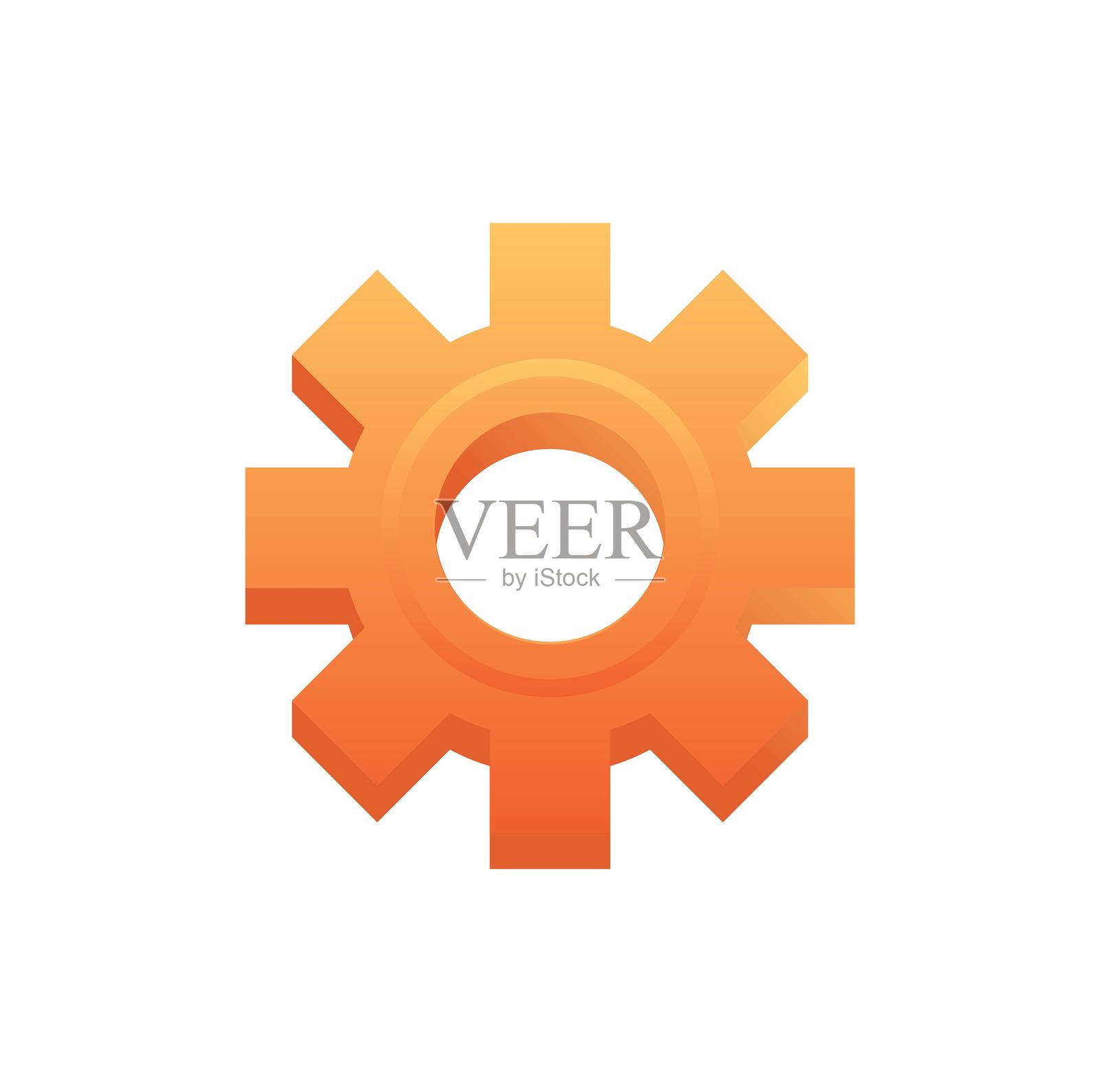 橙色设置图标设计。用户界面图标设计。矢量插图。插画图片素材